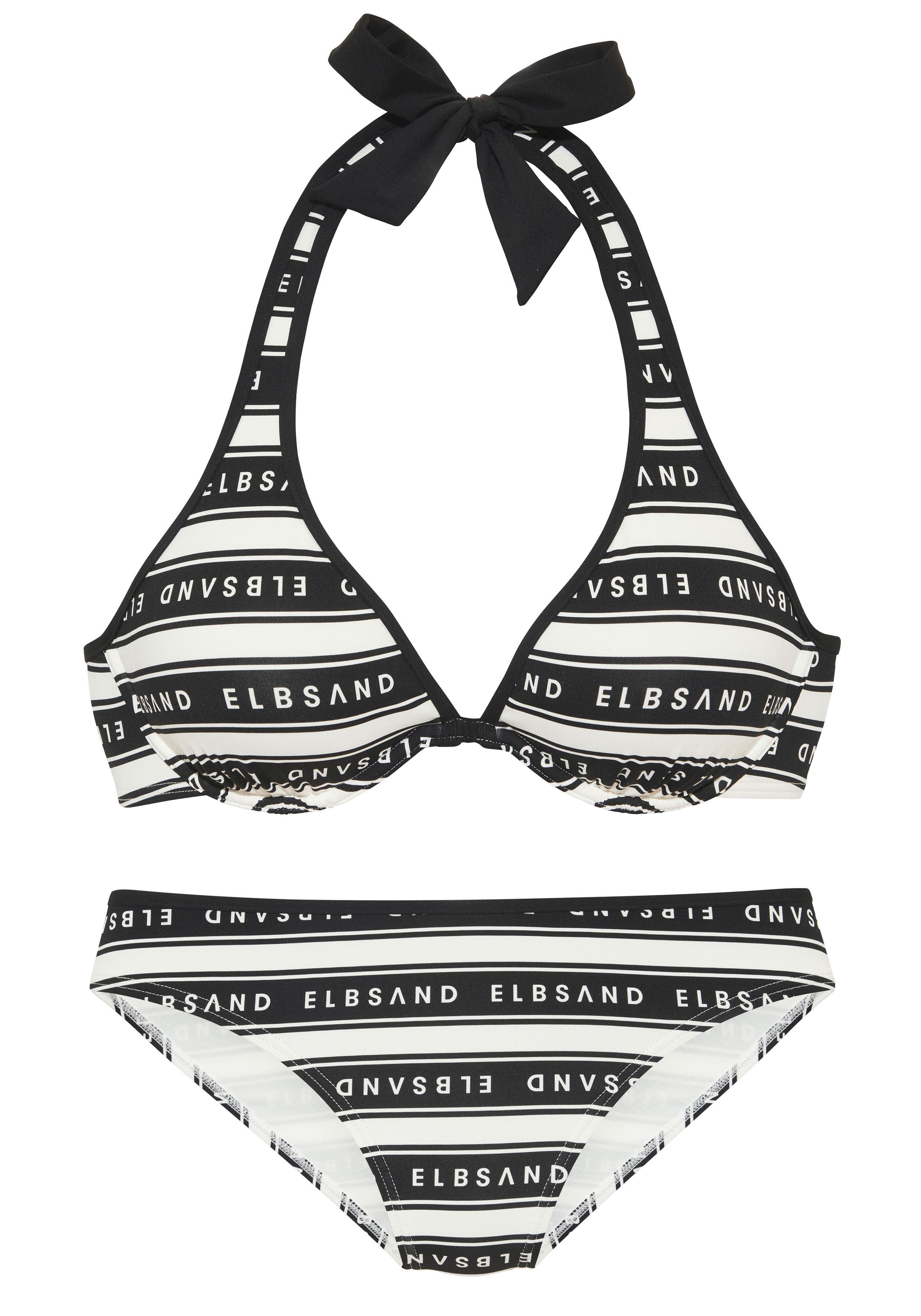 Elbsand Bügel-Bikini Zone (Set) mit kontrastfarbenen Streifen und Schriftzü günstig online kaufen