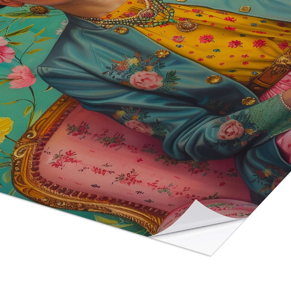 Posterlounge Wandbild Frida Kahlo auf dem Sofa, DejaReve, erhältlich als Poster, Leinwandbild, Wandsticker oder Acrylglasbild