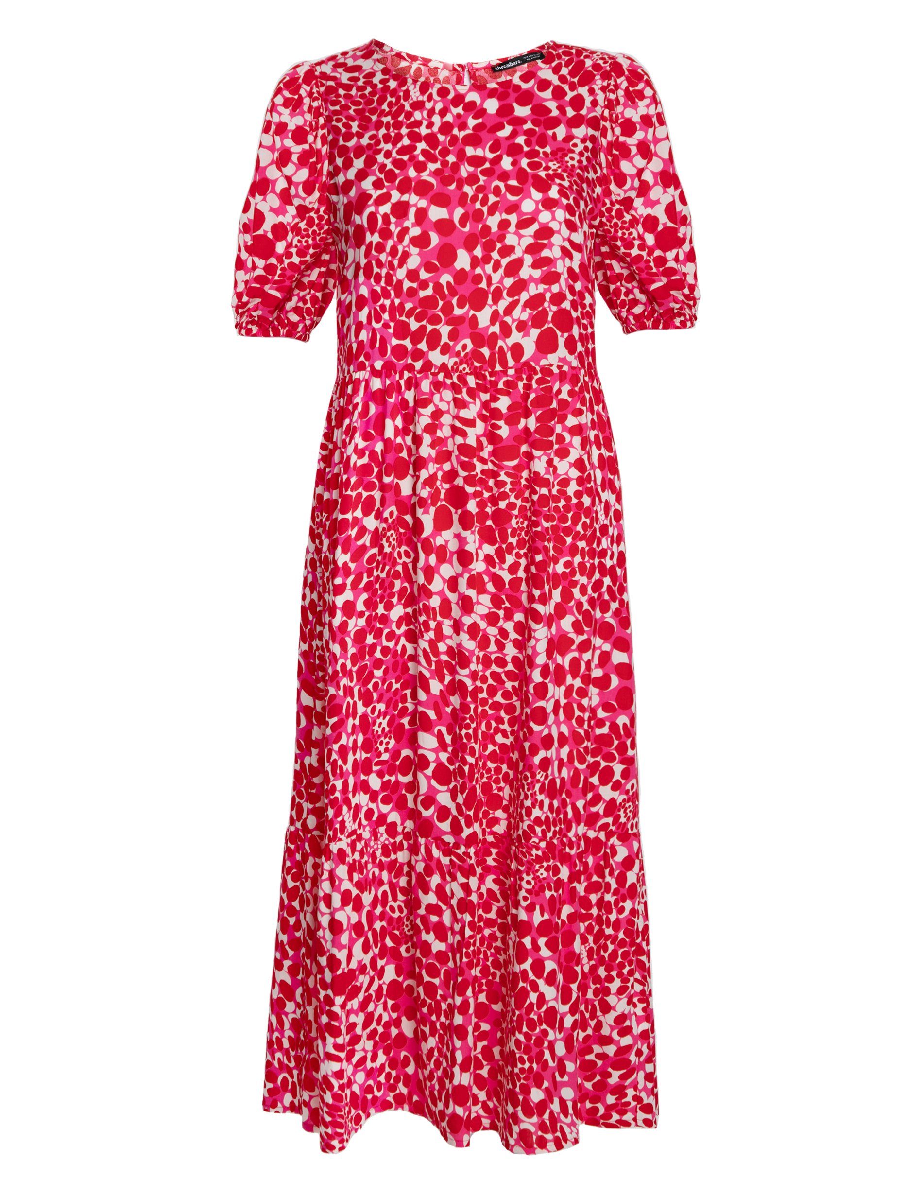Threadbare THB Dress Snow Sommerkleid Pink Midi Tierred