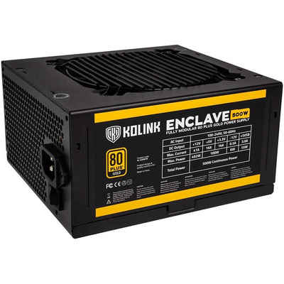 Kolink Enclave 80 PLUS Gold PSU, modular - 500 Watt PC-Netzteil (ATX-Formfaktor, Computer Netzteil, PC-Kühler, schwarz)