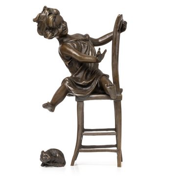 Moritz Skulptur Glückliche Katze und Mädchen, Bronzefiguren Bronze Skulptur Figur Kunstwerk Dekoration Statue