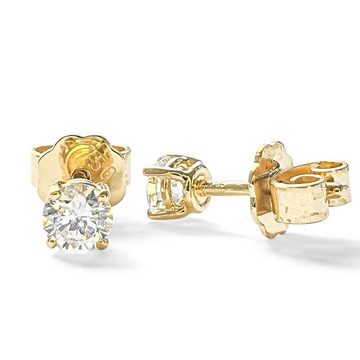 Webgoldschmied Paar Ohrstecker Diamant Ohrstecker 750 Gold mit 2 Diamanten Brillanten 0,60 F/IF, handgearbeitet