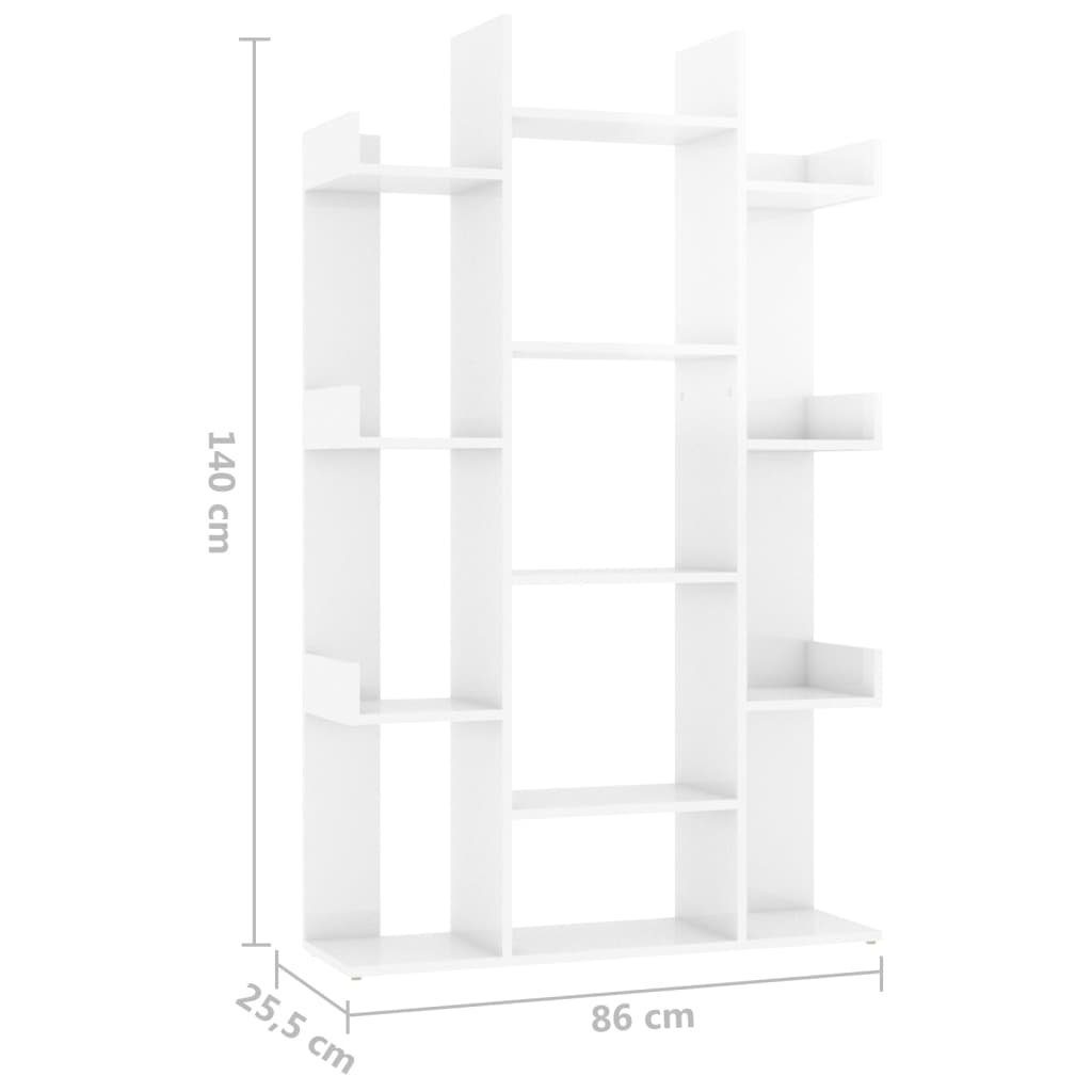 vidaXL Bücherregal 86x25,5x140 Bücherregal 1-tlg. cm Hochglanz-Weiß Holzwerkstoff,