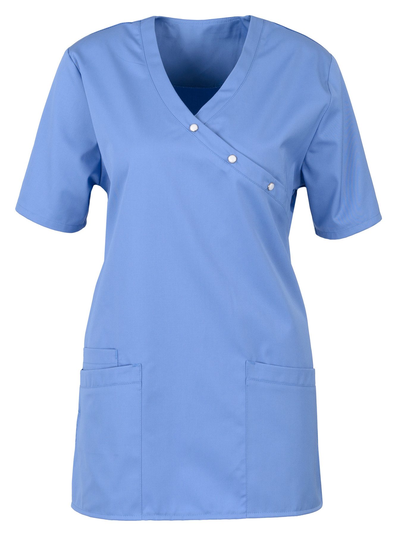 BEB Schlupfbluse beb MEDIZIN/PFLEGE Damen KASACK Kurzarm V-Neck Baumwollmix Petrol