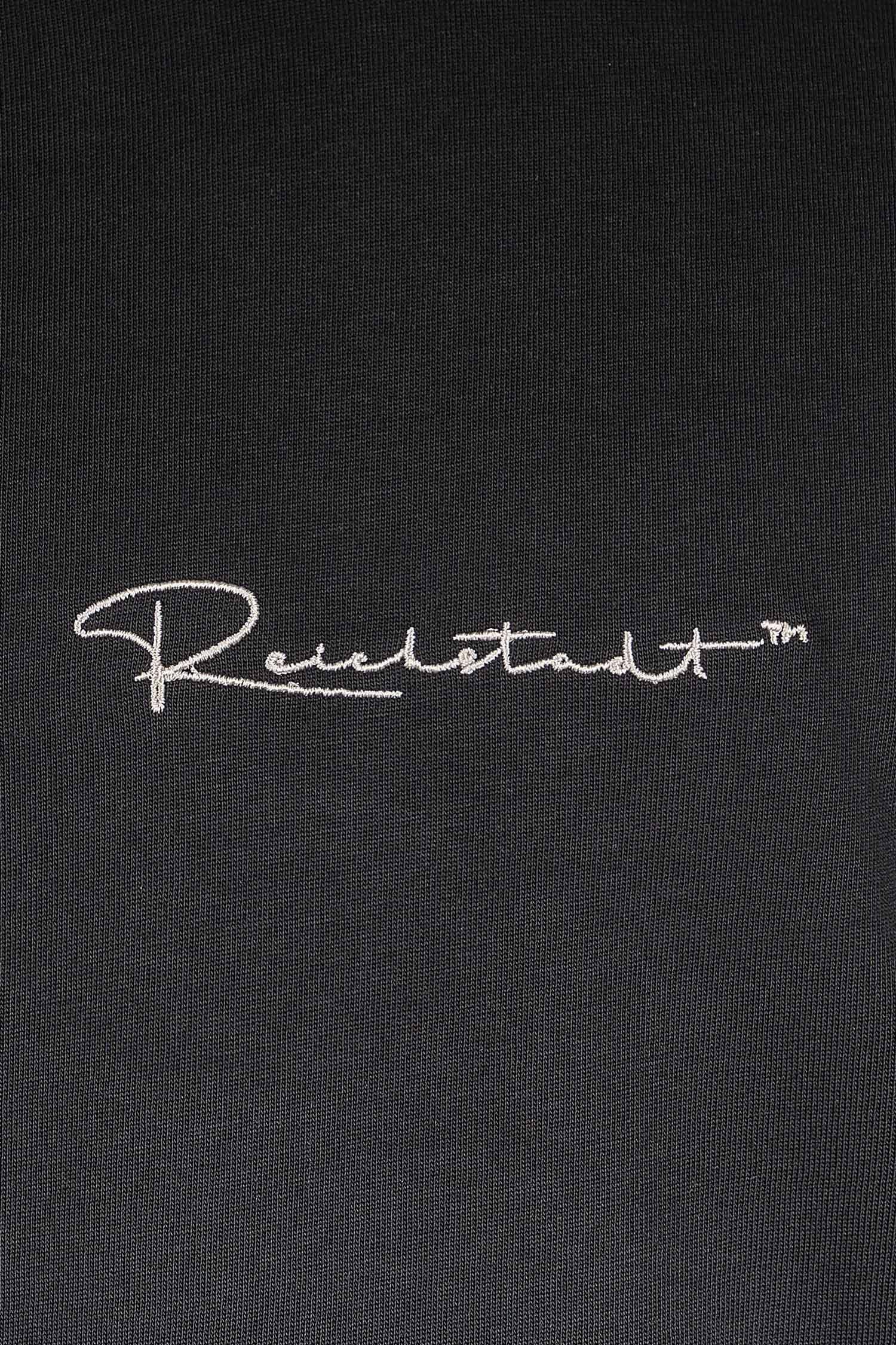 Oversize-Shirt 22RS033 Stitching auf Brust der schwarz Reichstadt mit T-shirt (1-tlg) Casual