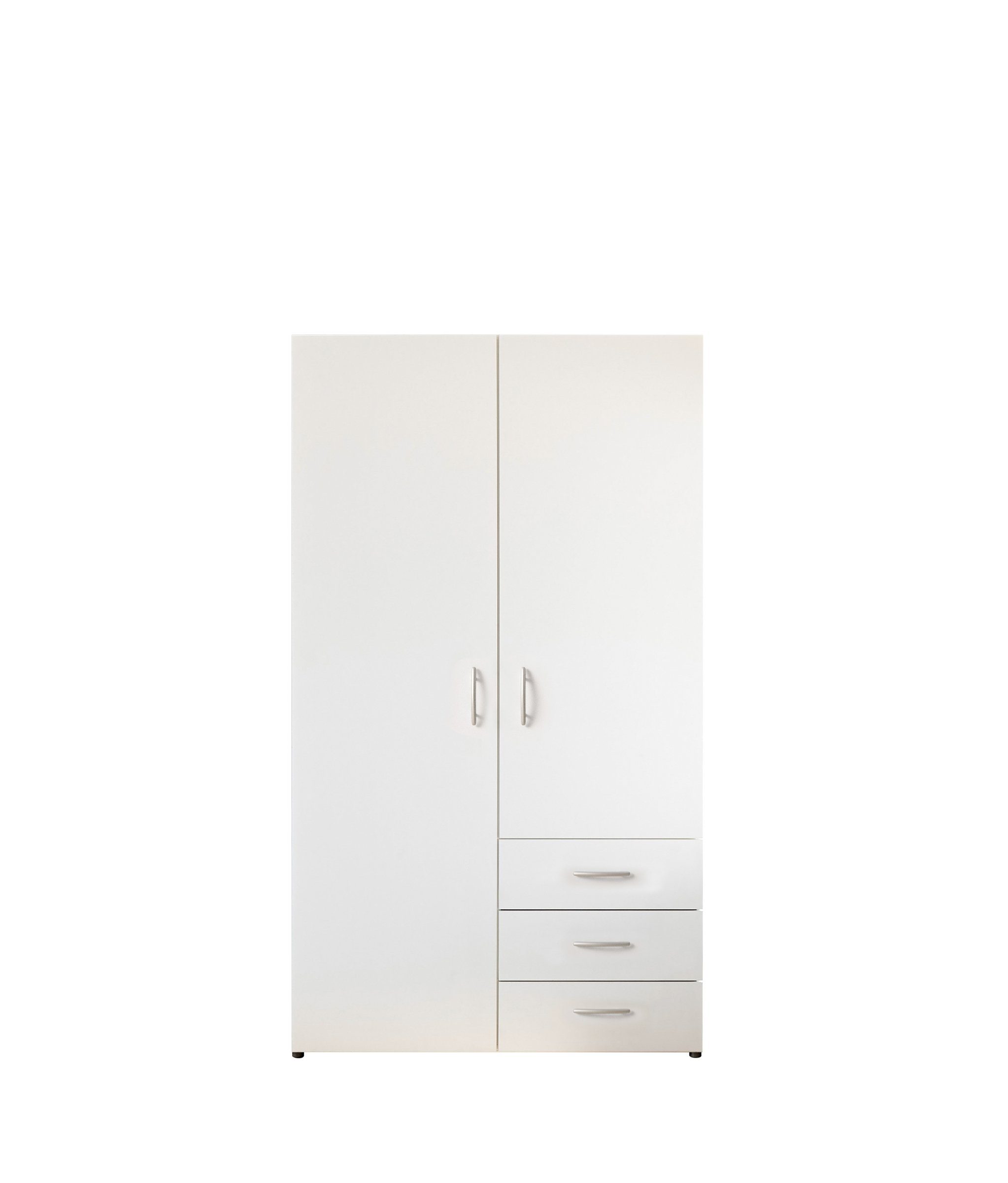 möbelando Weiß und 100x176x52 Türen mit Harry 3 2 in cm) (BxHxT) Schubladen Kleiderschrank