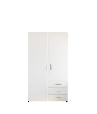 möbelando Kleiderschrank Harry (BxHxT) 100x176x52 cm) in Weiß mit 3 Schubladen und 2 Türen