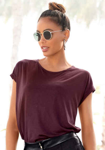 LASCANA Kurzarmshirt im Basic-Style, T-Shirt aus weicher Viskose