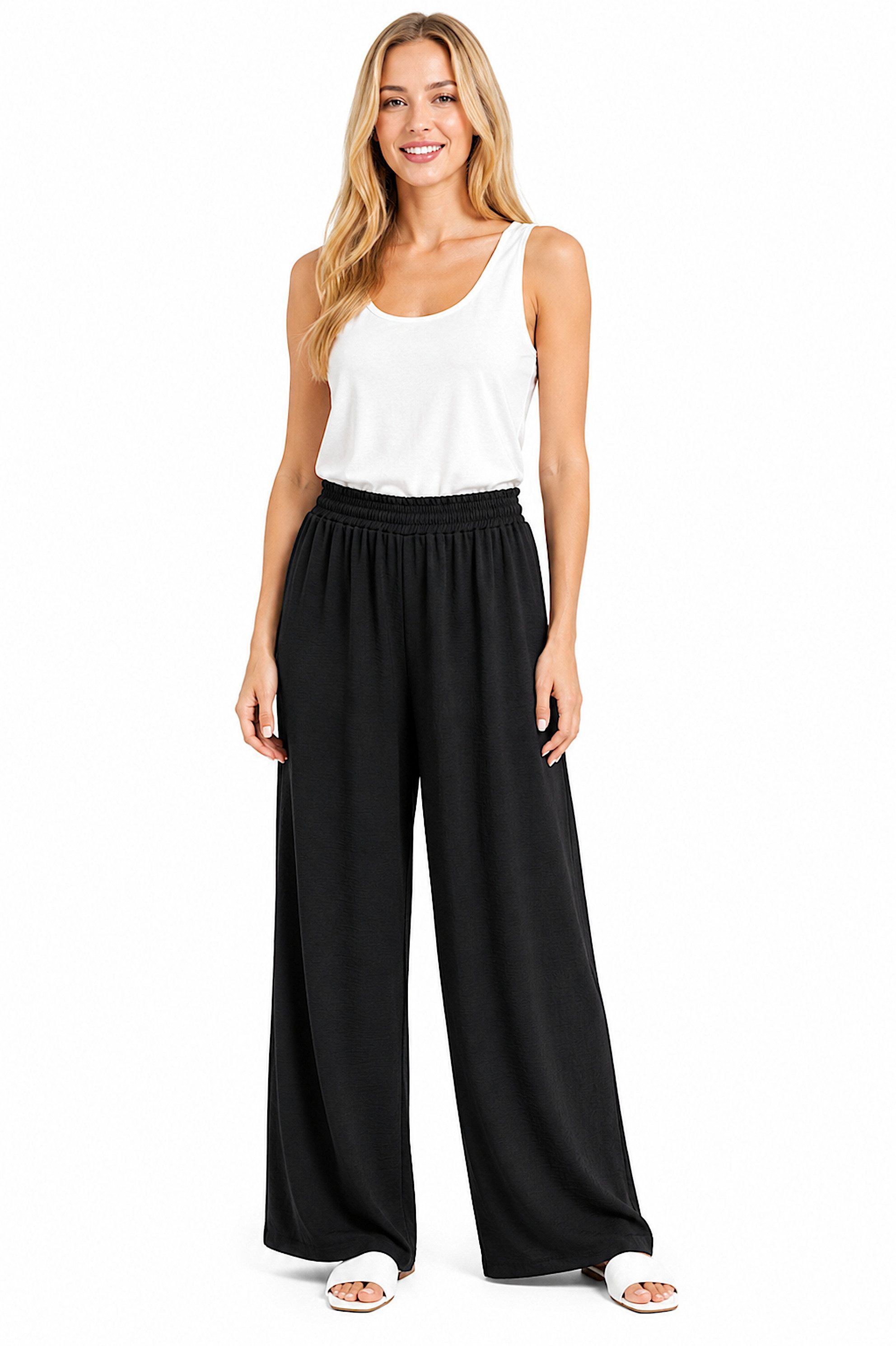 Worldclassca Stoffhose Worldclassca Crinkle-Hose Stoffhose Strandhose Weite Sommerhose Leicht Neue Kollektion - Stilvolle und gemütliche Sommer Mode für Damen