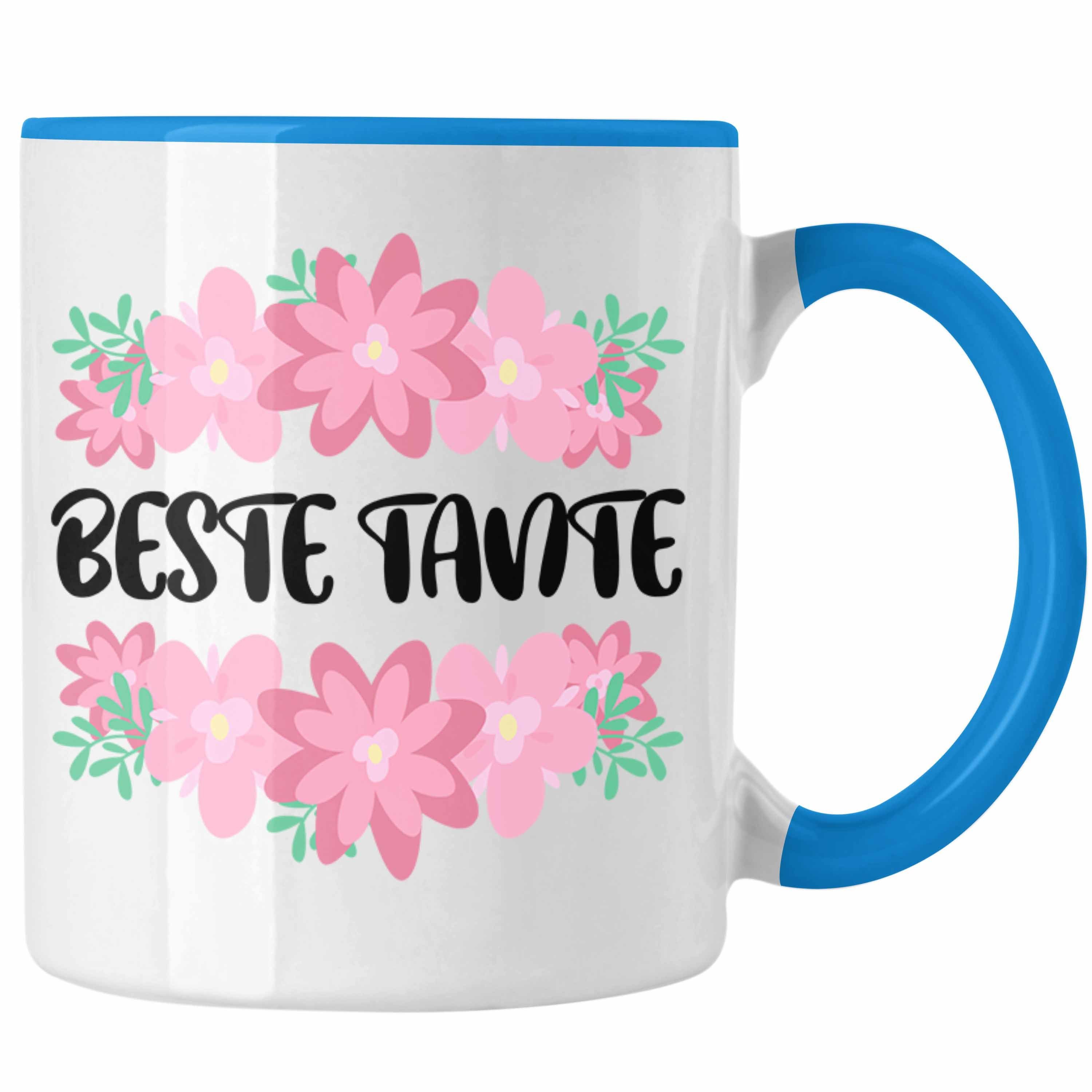 Trendation Tasse Trendation - Beste Tante Tasse Geschenk Lustig Spruch - Beste Tante - Kaffeetasse Lieblingstante Geschenkidee Blau