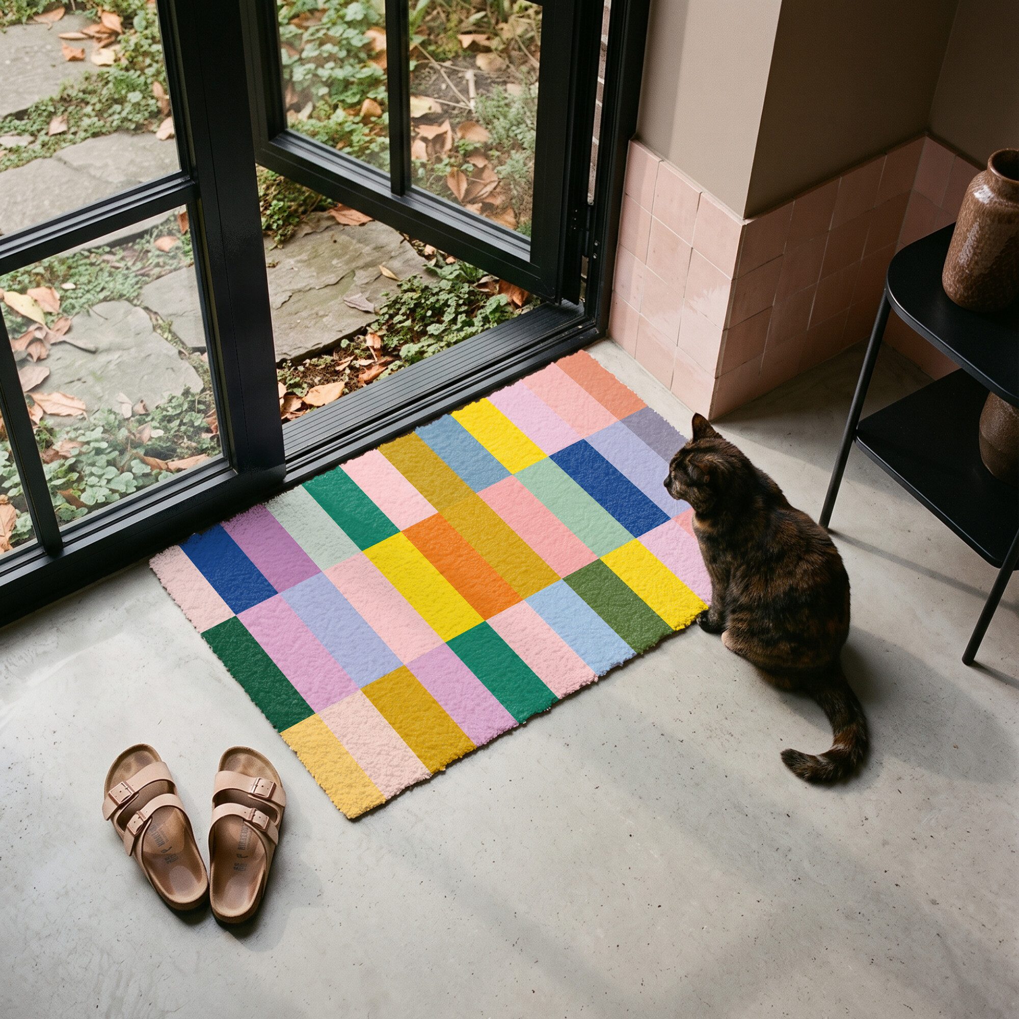 MuchoWow Fußmatte Streifen - Blau - Muster - Abstrakt, Rechteckig, innen Schmutzfangmatte, Tür, Schmutzfänger Flur, Teppich 60x40 cm – Bild 4 von 5
