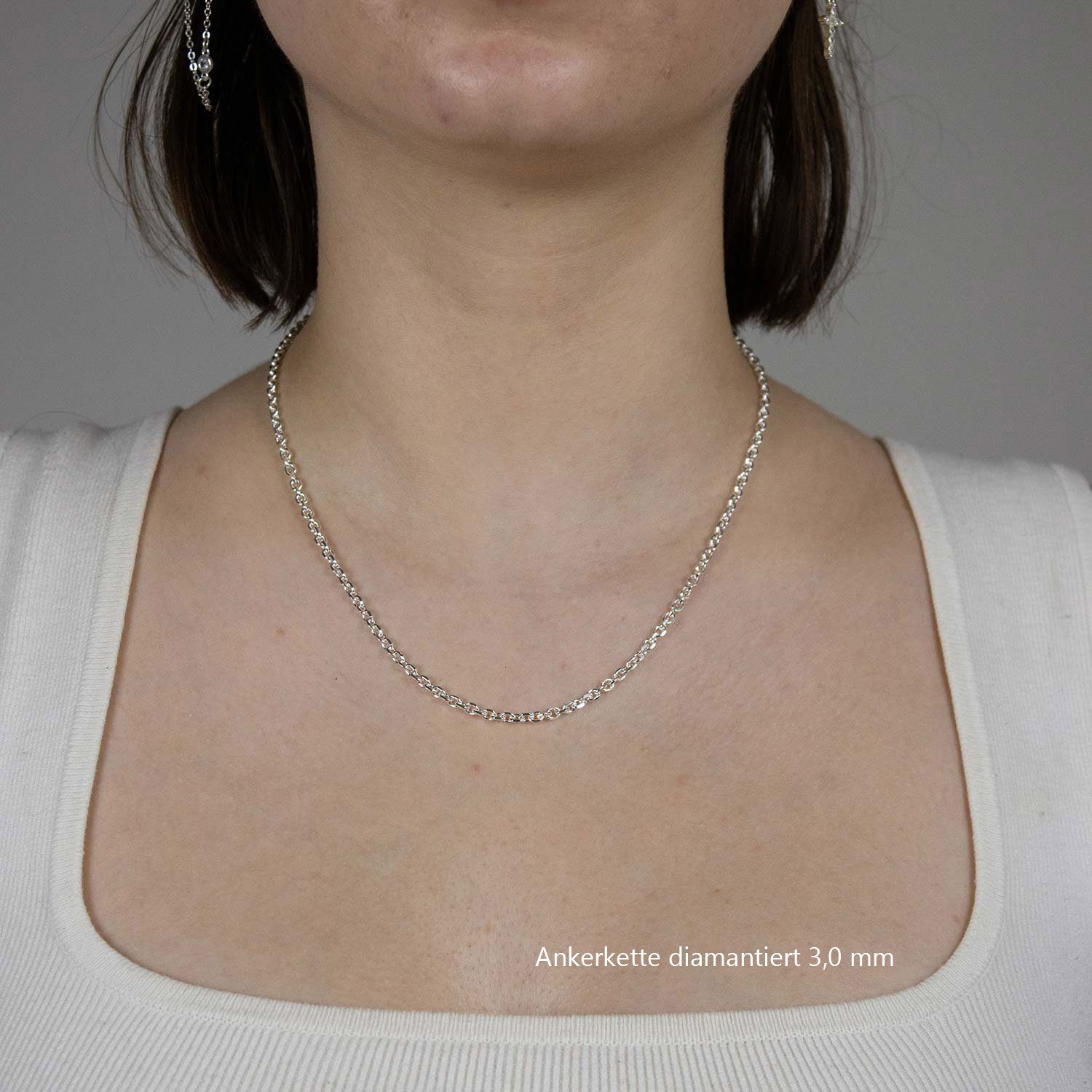 HOPLO Silberkette Ankerkette diamantiert Länge 45cm - Breite 3,0mm - 925 Si günstig online kaufen