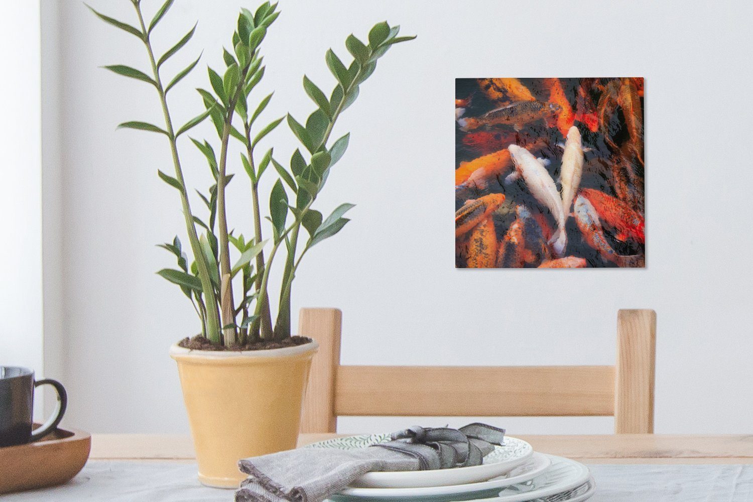 (1 St), Wohnzimmer Schlafzimmer Ein OneMillionCanvasses® von Koi-Karpfen Leinwand Bilder mit für Leinwandbild oben, Teich