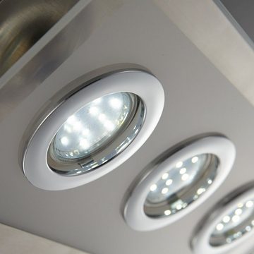 B.K.Licht LED Deckenleuchte Dorado, LED wechselbar, Warmweiß, LED Deckenlampe Schlafzimmer Metall Glas eckig inkl. 3W 250lm GU10