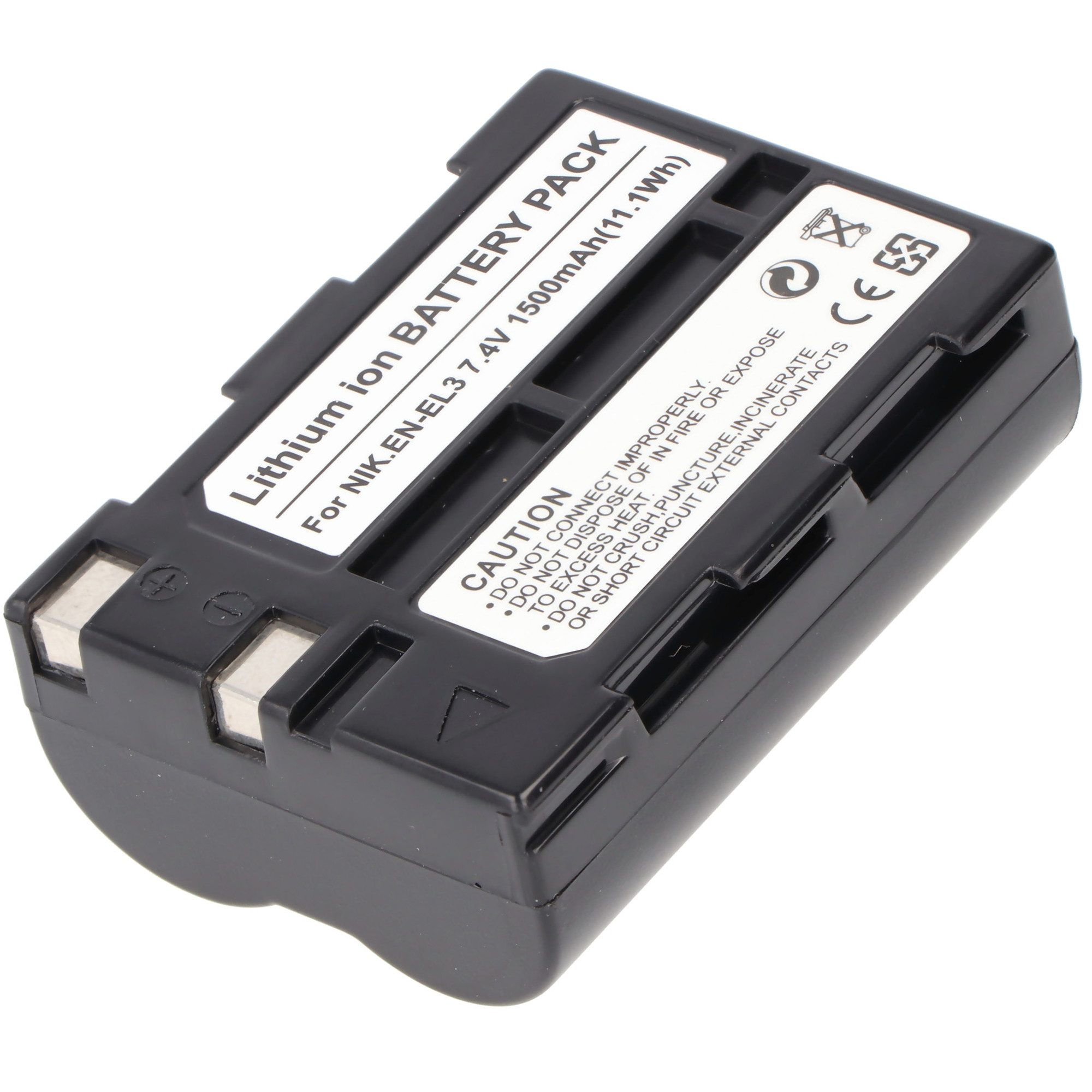 AccuCell Akku passend für Nikon EN-EL3, EN-EL3a Li-ion, 7,4V, 1500mAh, 11,1Wh Akku 1500 mAh (7,4 V)