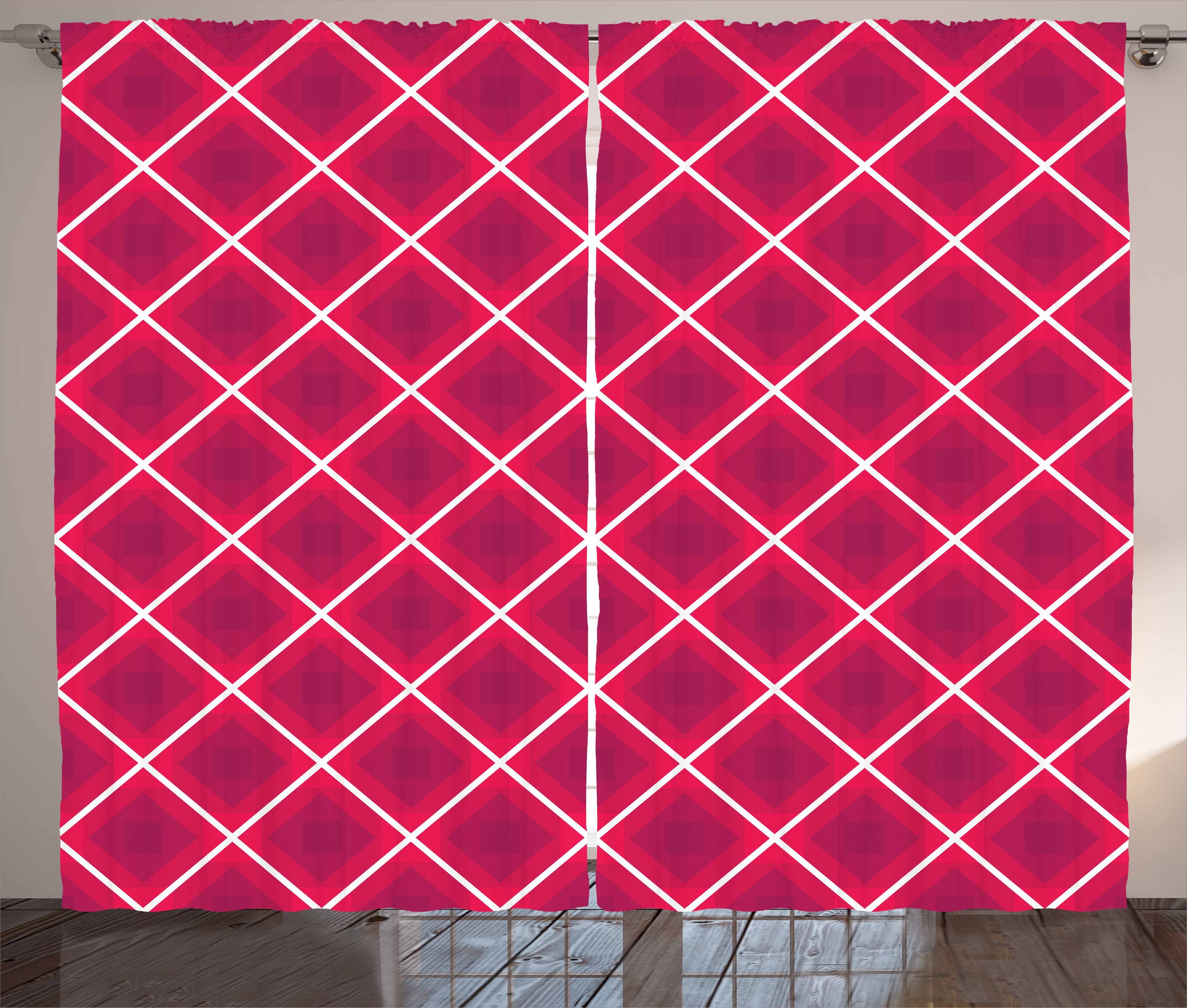 Gardine Schlafzimmer Kräuselband Vorhang mit Schlaufen und Haken, Abakuhaus, Geometrisch Abstrakt Rhombus Shapes