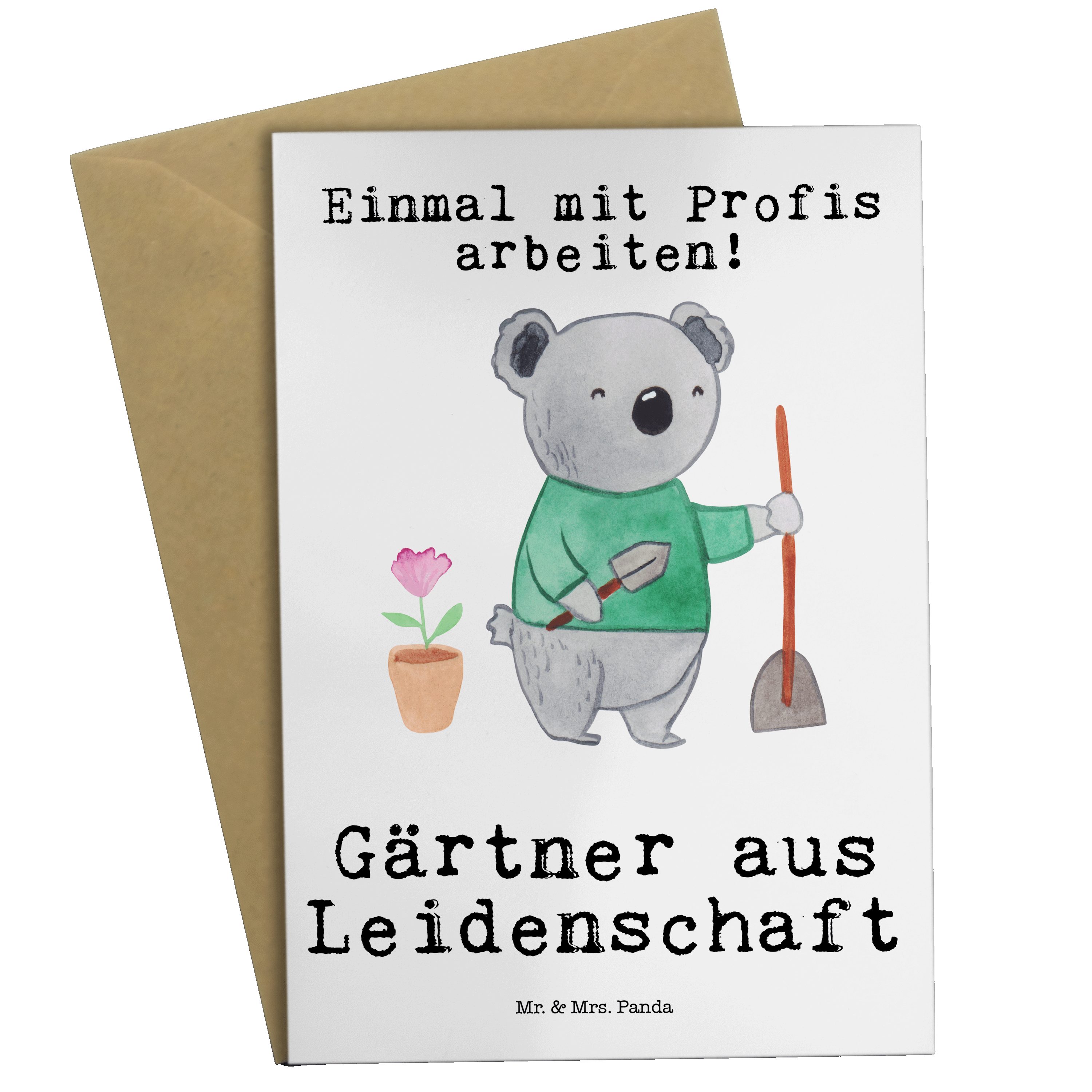 Mr. & Mrs. Panda Grußkarte »Gärtner aus Leidenschaft Weiß Geschenk