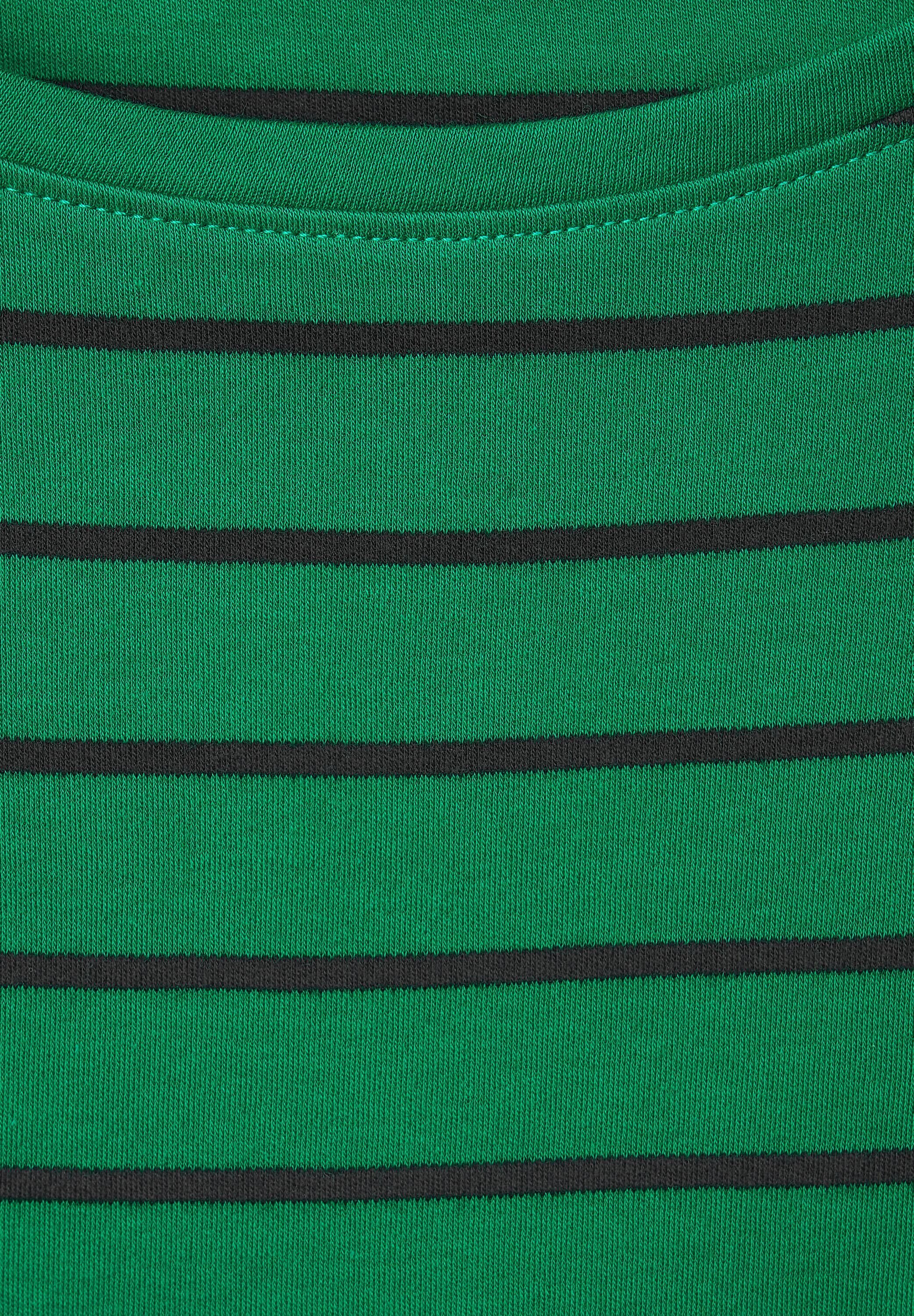green 3/4-langen Basic Streifenshirt Cecil Ärmeln easy mit 3/4-Arm-Shirt