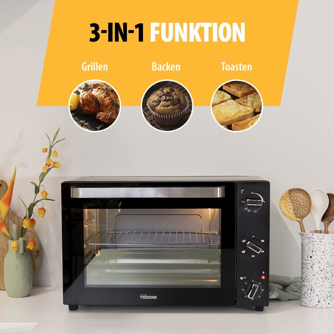 Tristar Minibackofen Tristar OV-3630 Heißluft-Backofen - 60 Liter - 2000 Watt, 60 L - 2000 W