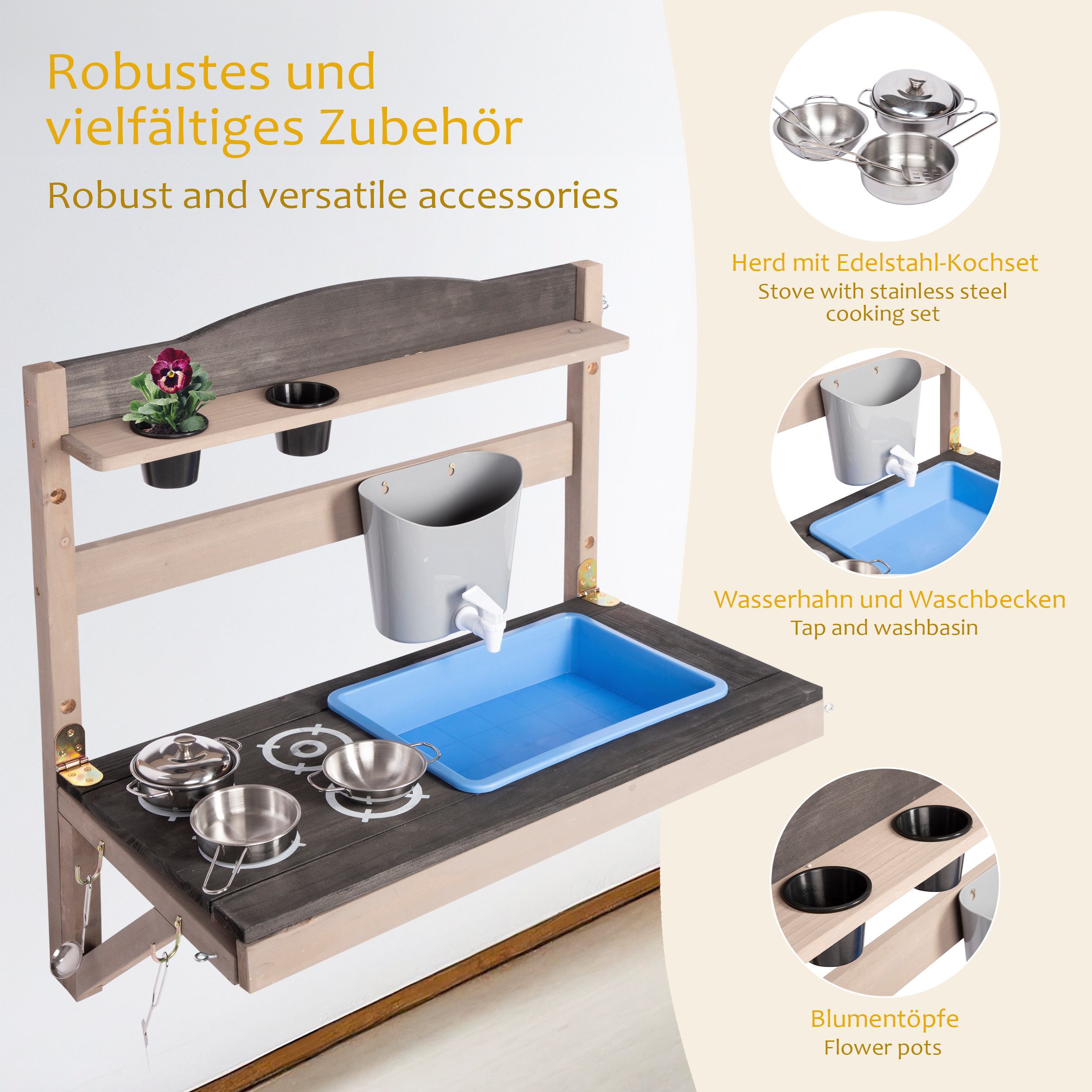 ONVAYA Spielzeug-Gartenset Hänge-Matschküche ǀ für Outdoor und Indoor