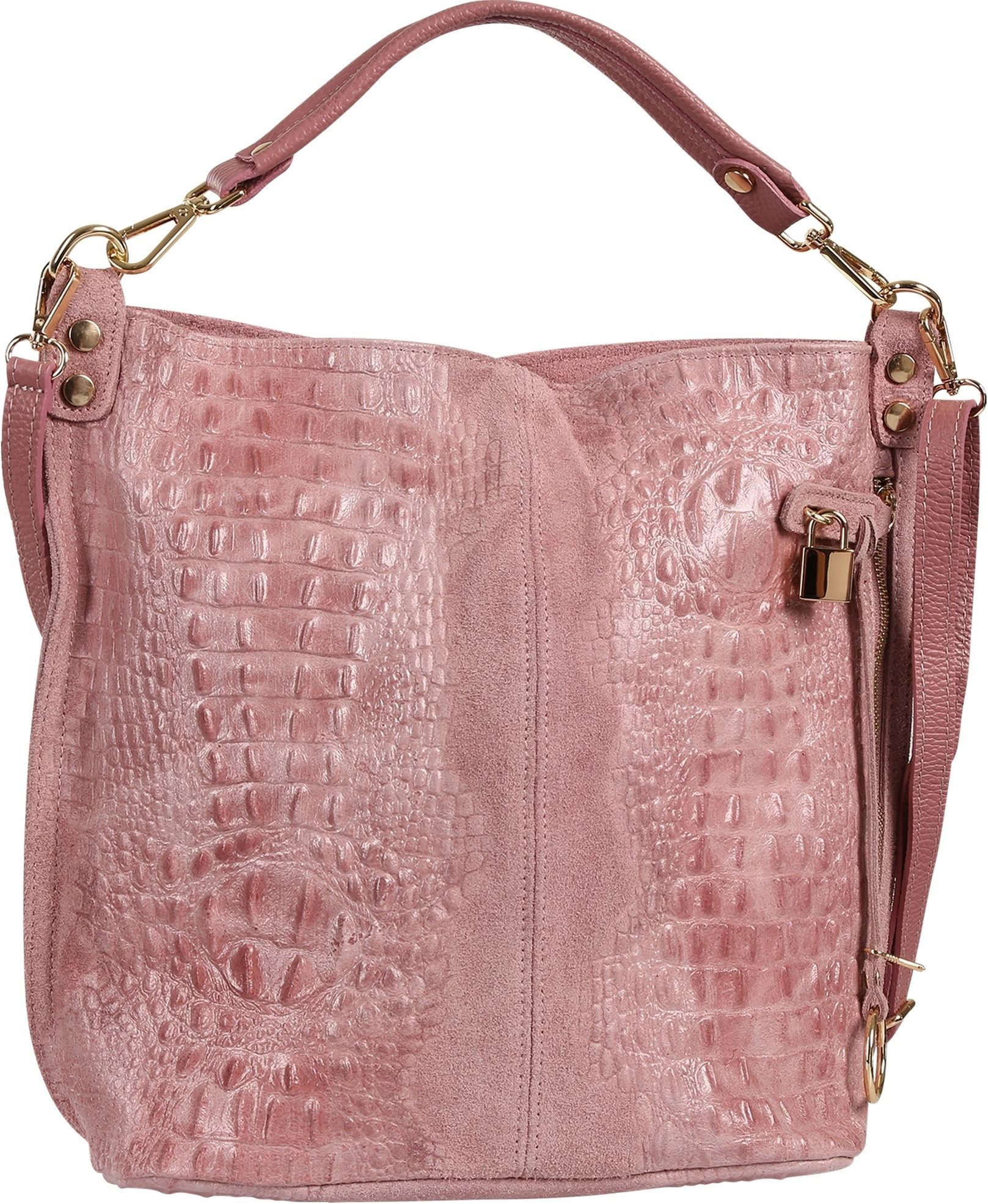 Toscanto Beuteltasche Toscanto Damen Beuteltasche Shopper Leder (Beuteltasche), Damen Leder Beuteltasche, Shopper, rosa ca. 41cm