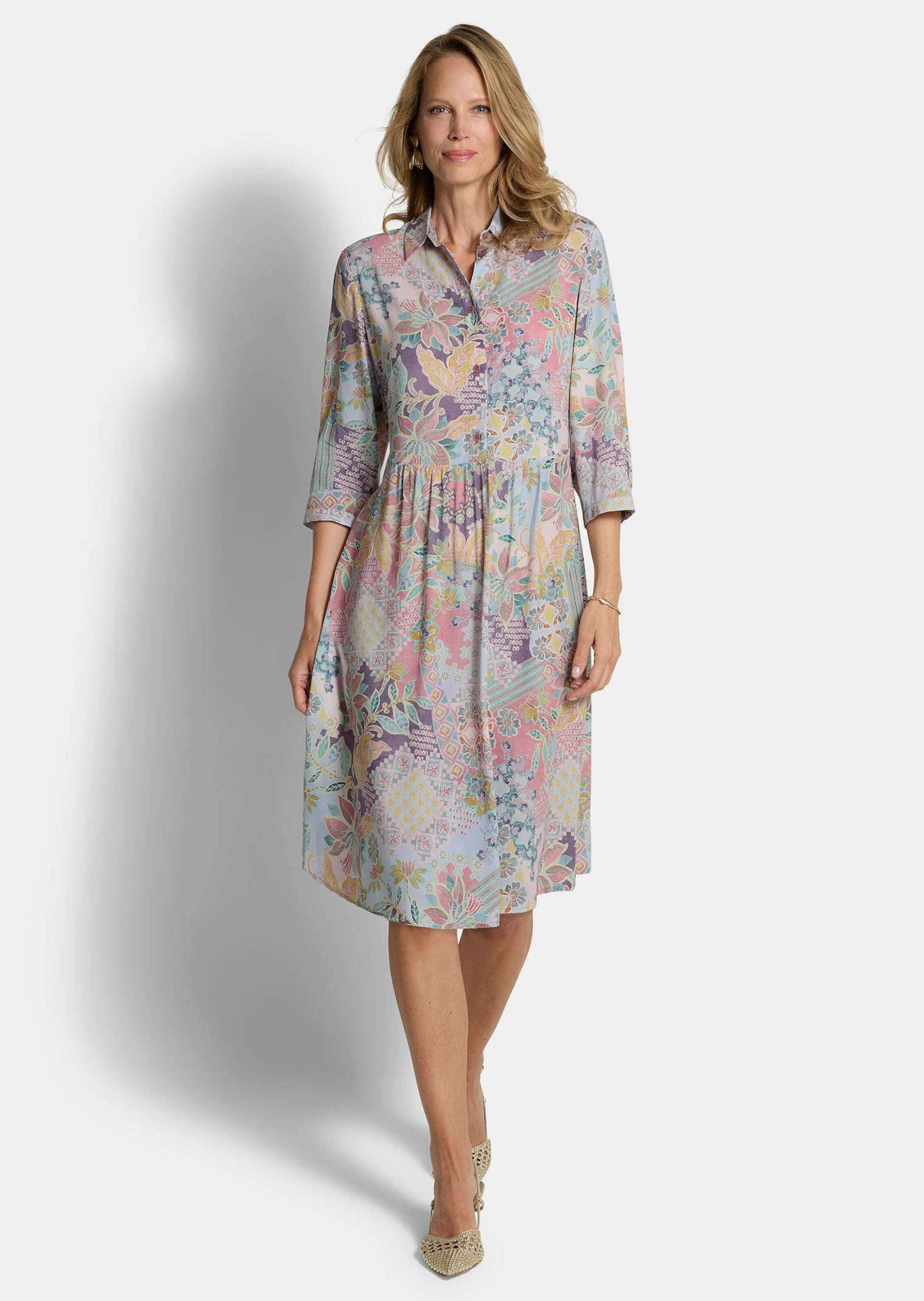 GOLDNER Sommerkleid Elegantes Viskosekleid mit Patch-Muster Midikleid mit H günstig online kaufen