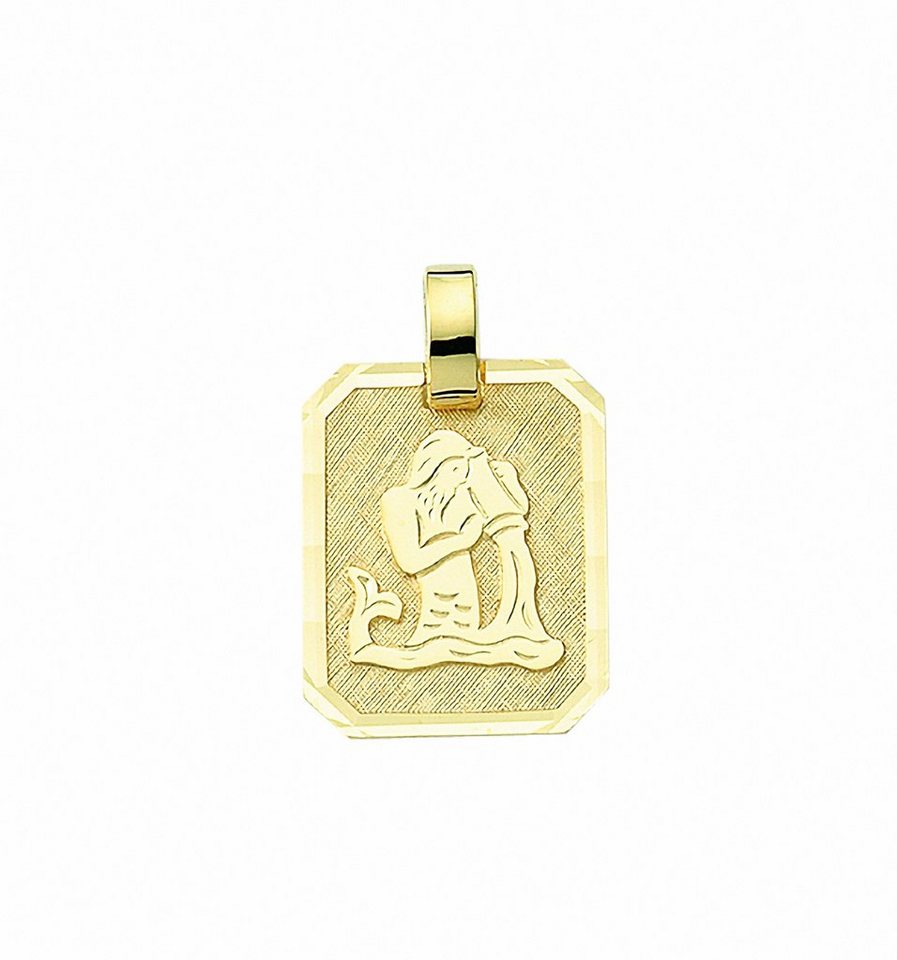 Adelia´s Kette mit Anhänger 333 Gold Sternzeichen Anhänger Wassermann,  Schmuckset - Set mit Halskette, Inkl. 45 cm verstellbarer vergoldeter 925  Silber Halskette