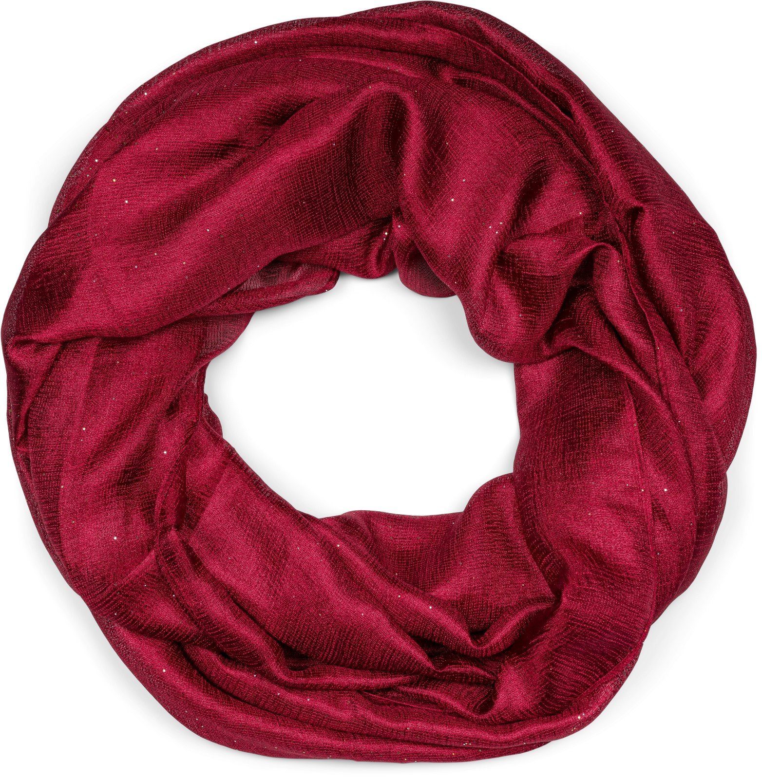 styleBREAKER Loop, (1-St), Seidiger Einfarbiger Loop Glitzer Bordeaux-Rot