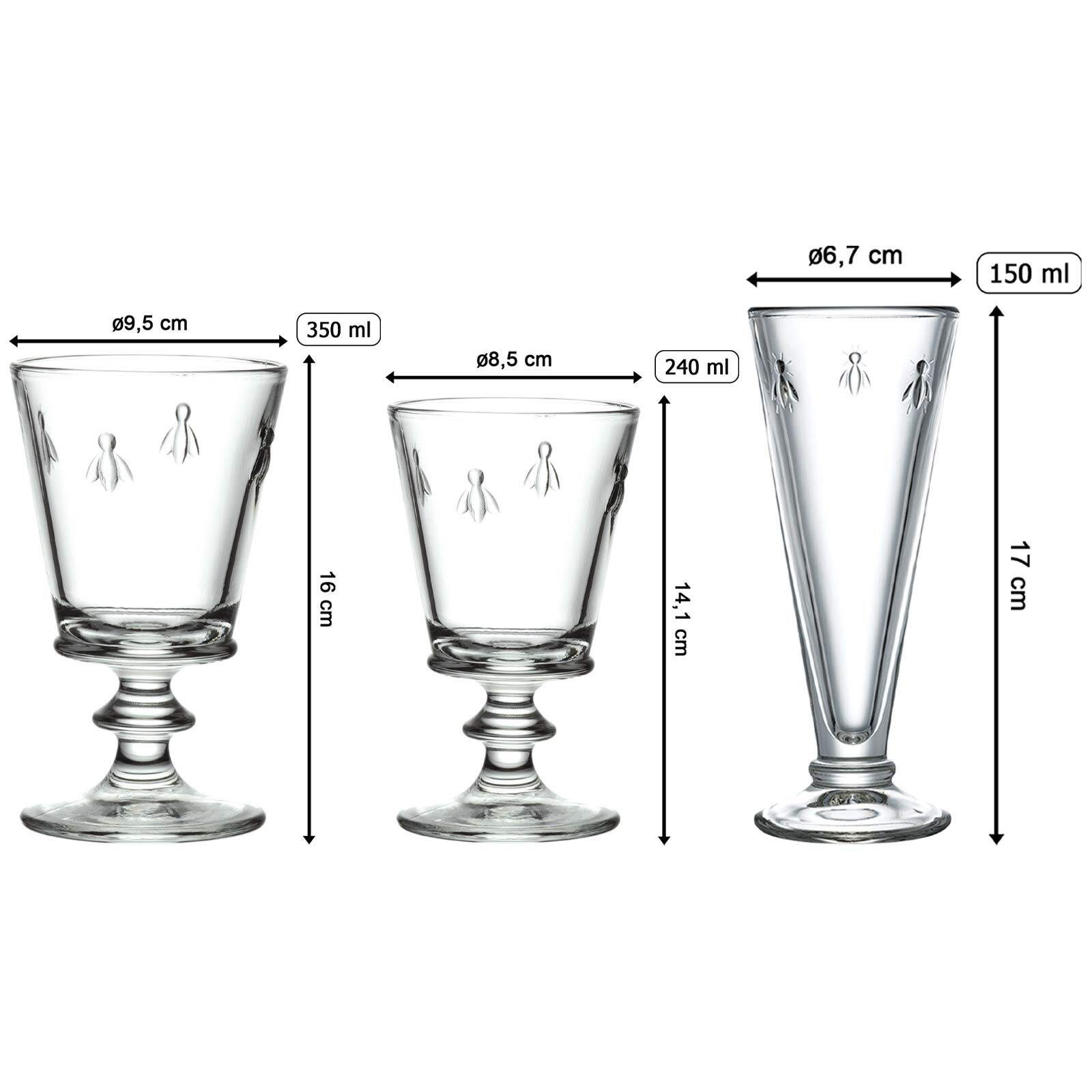 La Rochere Gläser-Set Biene Abeille Wein- und Sektgläser 18er Set, 18-tlg., Glas