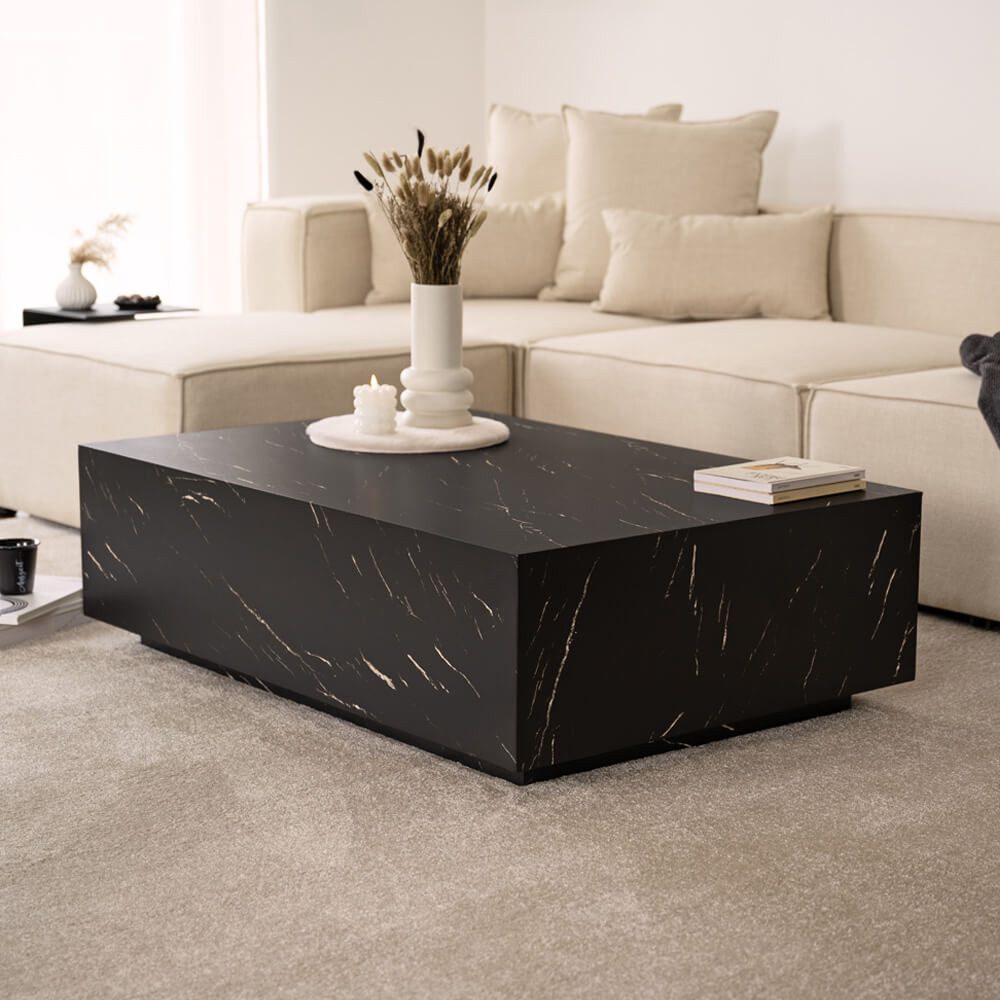 HOME DELUXE Couchtisch Marmor AMIRI Größenauswahl, Marmoroptik, Wohnzimmertisch