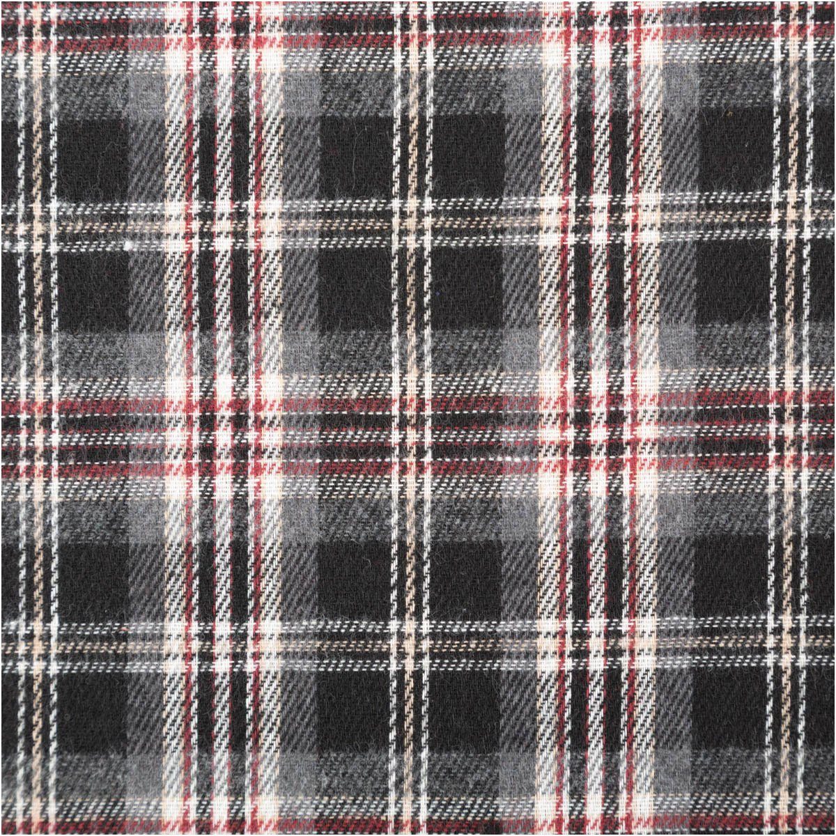 SCHÖNER LEBEN. Stoff Flanellstoff Meterware brushed yarn died checks Karo schwarz rot 145cm, pflegeleicht