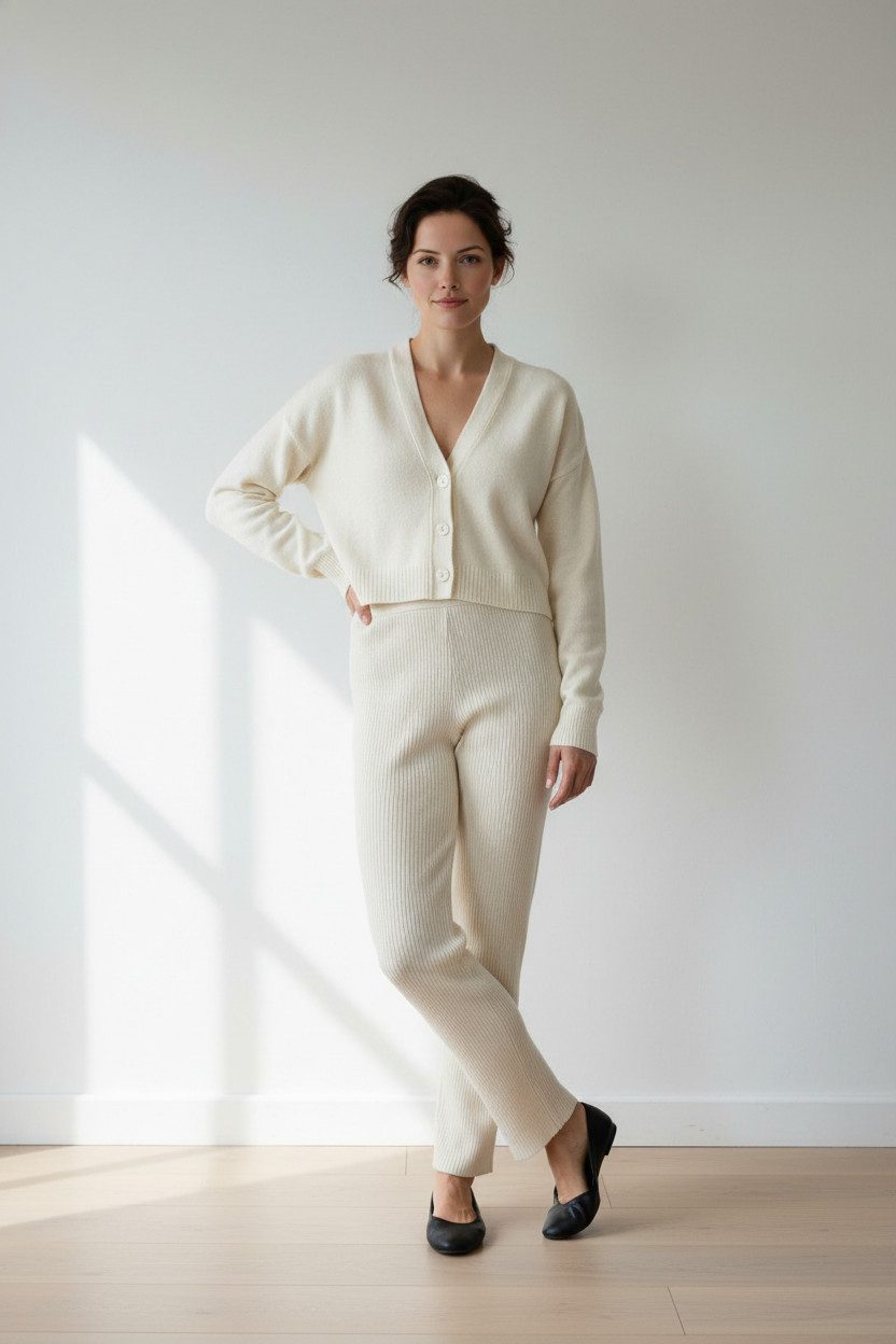 Zuckerwatte Strickjacke modische kurze Form, V-Ausschnitt, Merino Cashmere günstig online kaufen