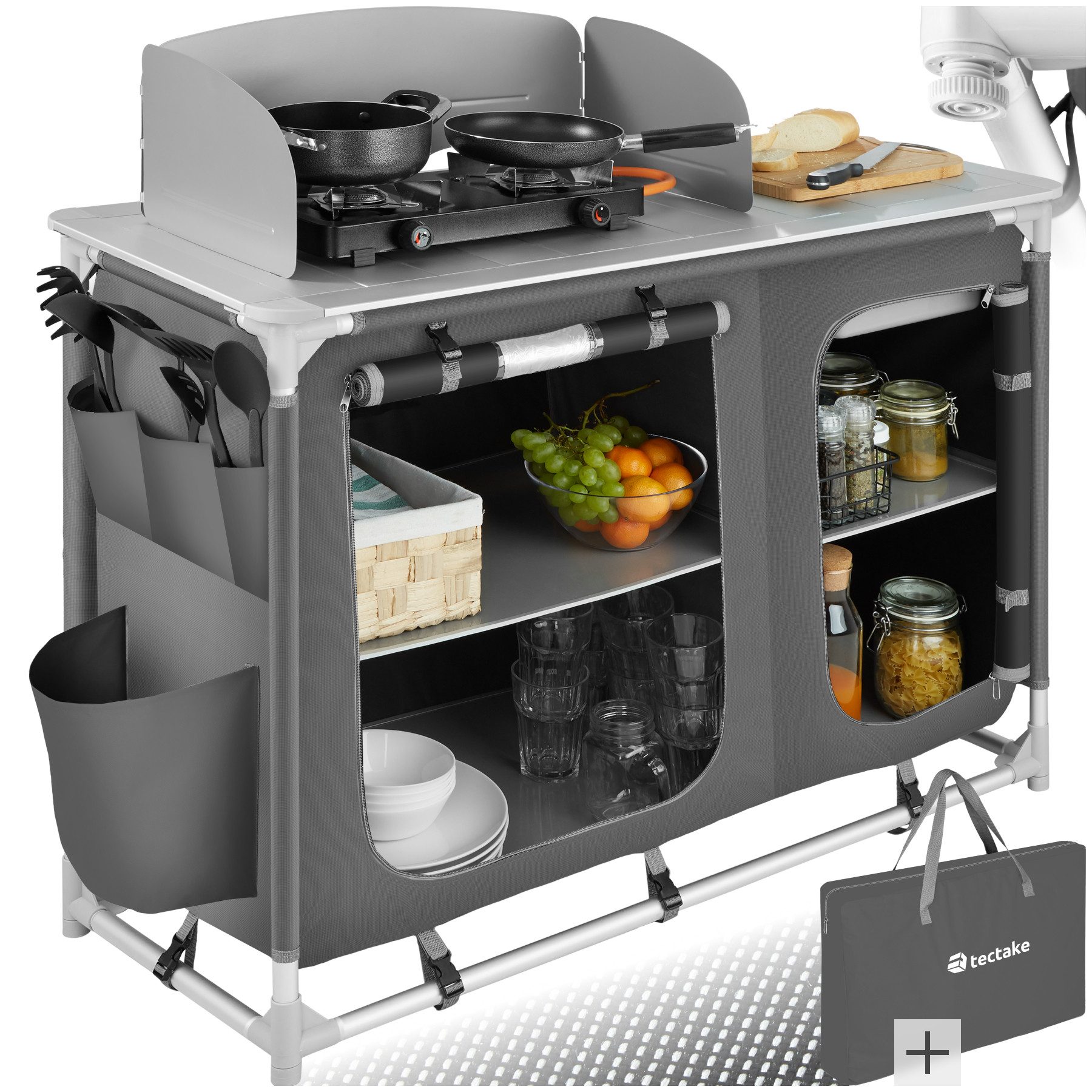 tectake Campingtisch Campingküche Luxus mit 4 günstig online kaufen