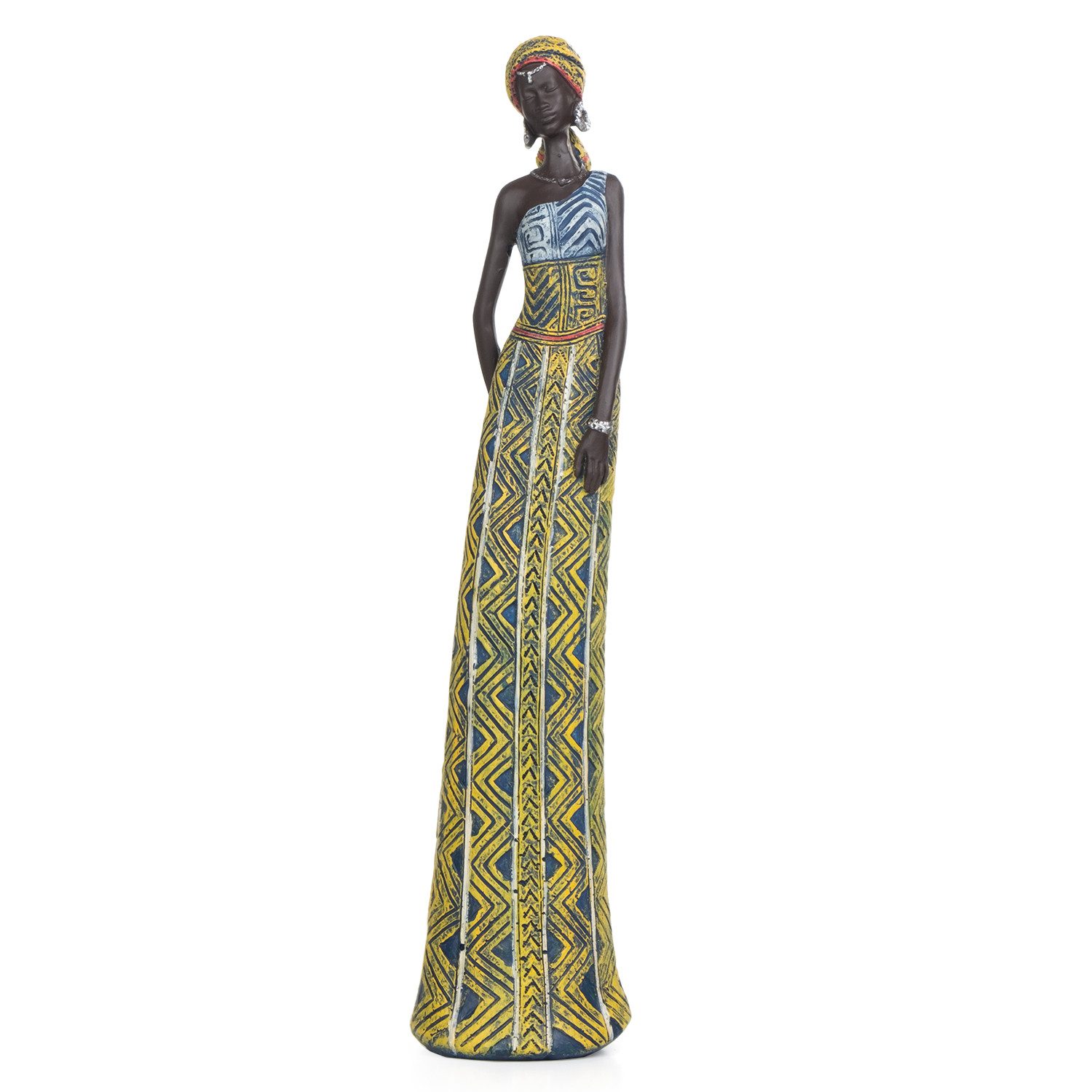 Moritz Dekofigur Deko-Figur Afrikanische Frauen Kunstfigur kulturell gelb aus Polyresin, Polyresin Figuren Deko Geschenk Geometrische TierFigur Modern Skulptur