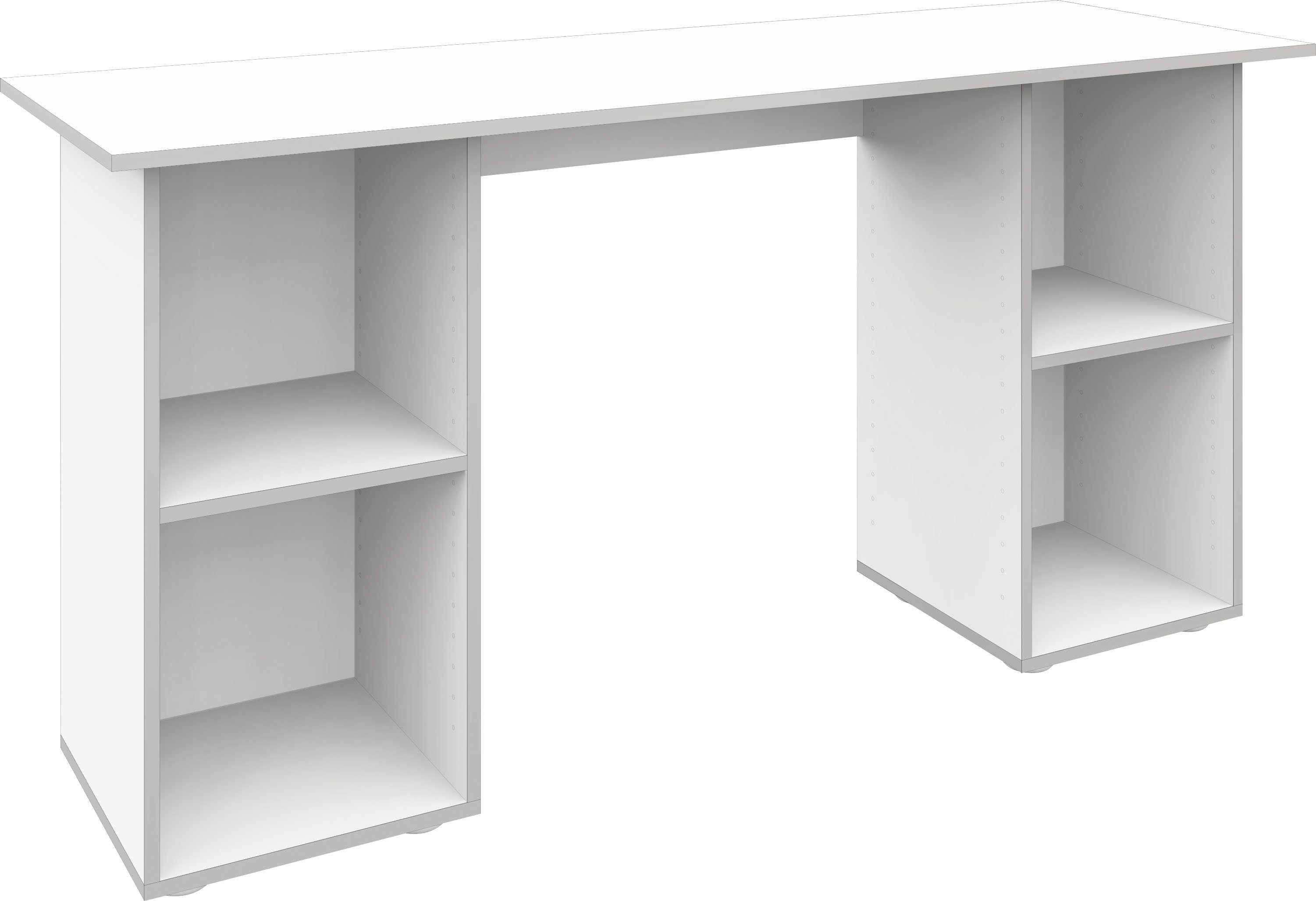 borchardt Möbel matt mit Made 150 Stauraum, in | matt/Kanten Germany Kai, weiß viel silber Schreibtisch weiß Regalschreibtisch cm, Breite