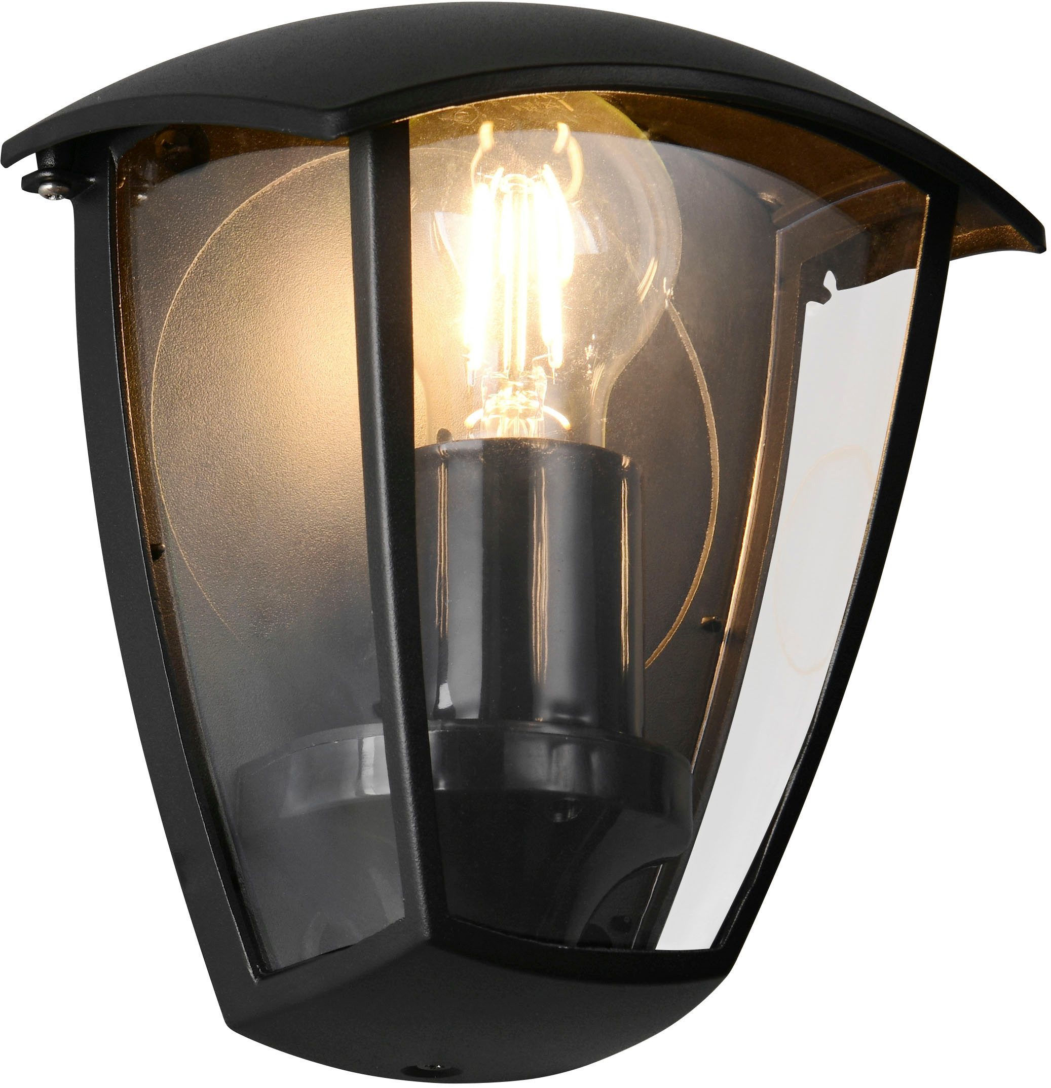 TRIO Leuchten Außen-Wandleuchte VENTA, Outdoor Hauswand Fassadenbeleuchtung, exkl 1x E27 max 10W, IP44, Leuchtmittel wechselbar, warmweiß - kaltweiß, Wandlampe Garten Terrasse, Aluminium mit Kunststoff Schirm transparent