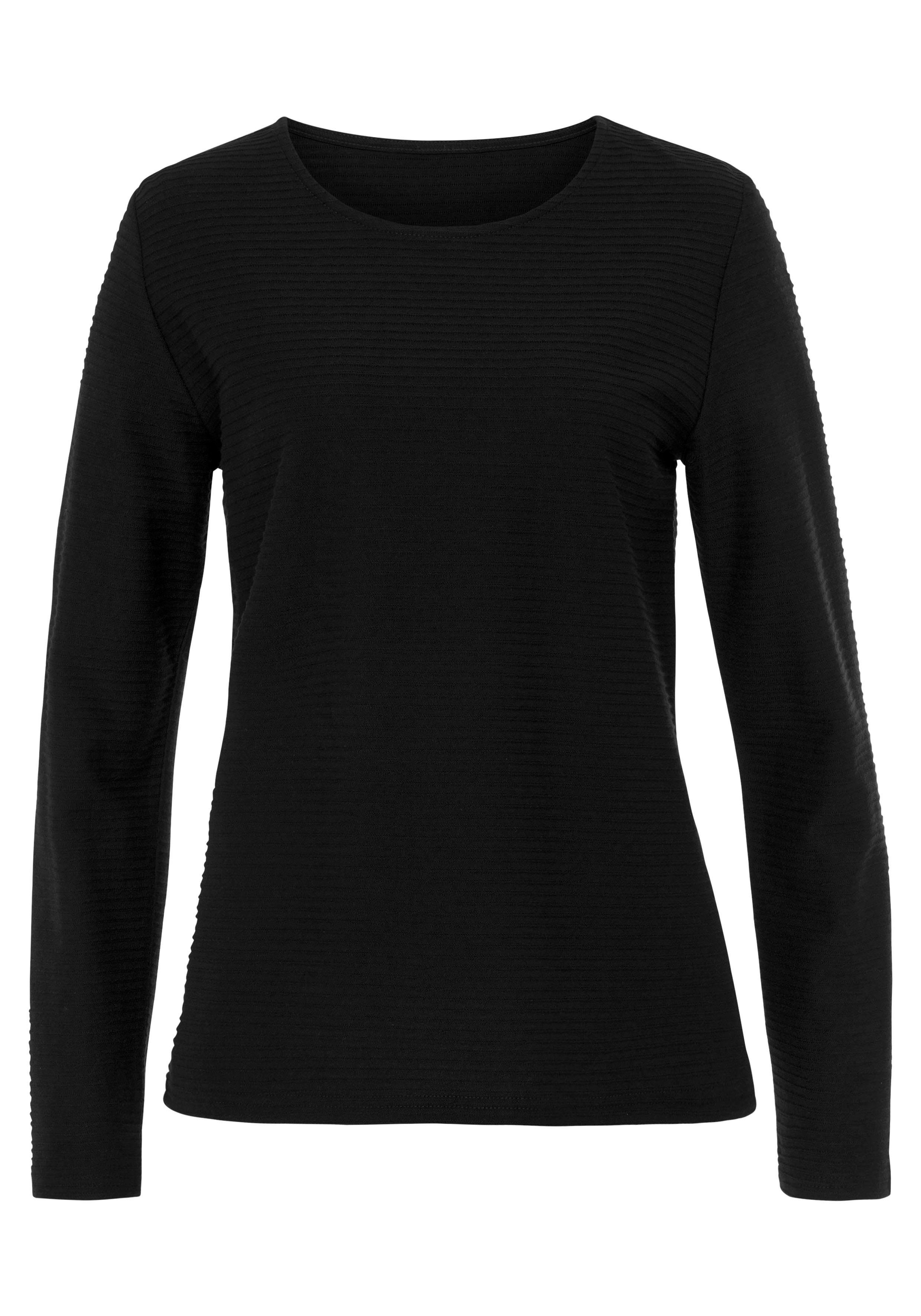 LASCANA Langarmshirt mit Streifenstruktur aus weicher Baumwoll-Qualität. Reduzierter Preis € 19,99. Unverbindliche Preisempfehlung € 29,99, (€ 19,99 pro 1 Stk)