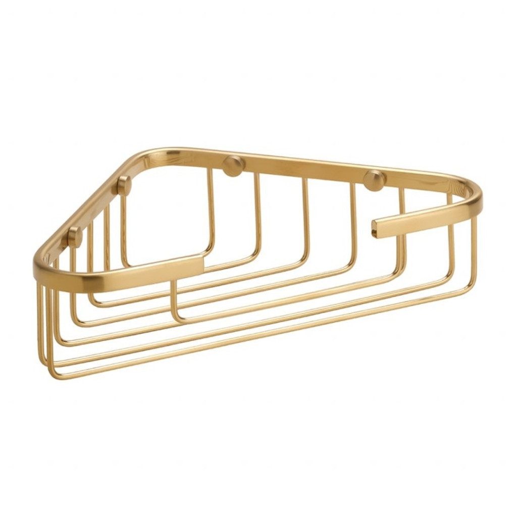BRILLANTBAD® Seifenhalter BABLO Eckseifenkorb Messing Gold matt für Bad & WC >> Bohren, Breite: 36 cm