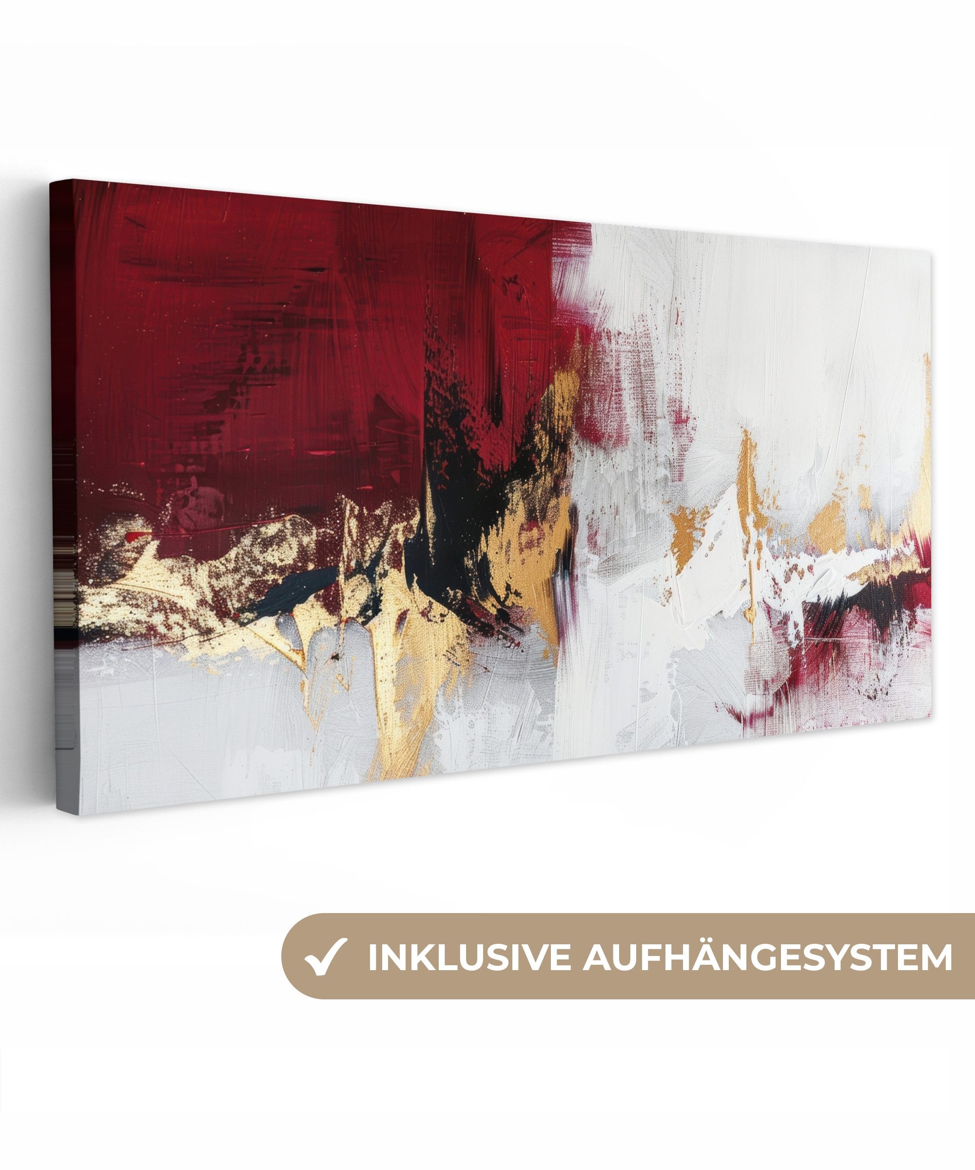 OneMillionCanvasses® Leinwandbild Panorama Rot - Marmor günstig online kaufen
