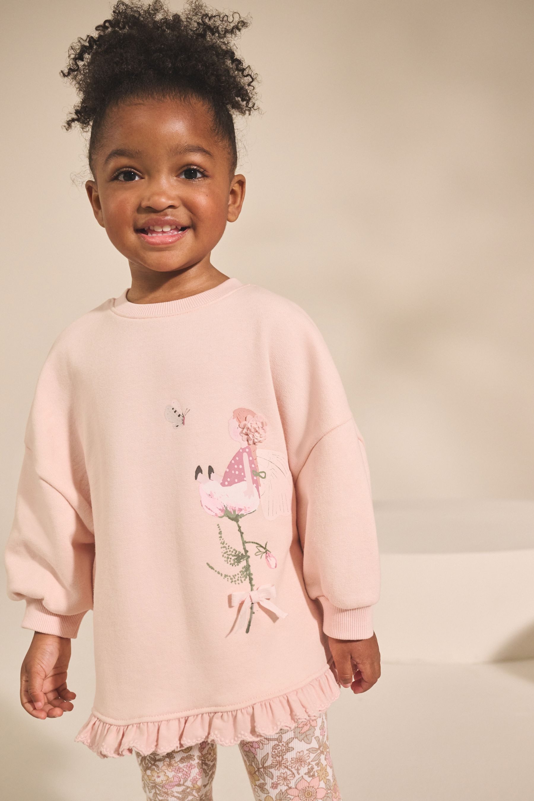Next Top & Leggings Sweatshirt mit gerüschtem Saum und Leggings im Set (2-tlg)