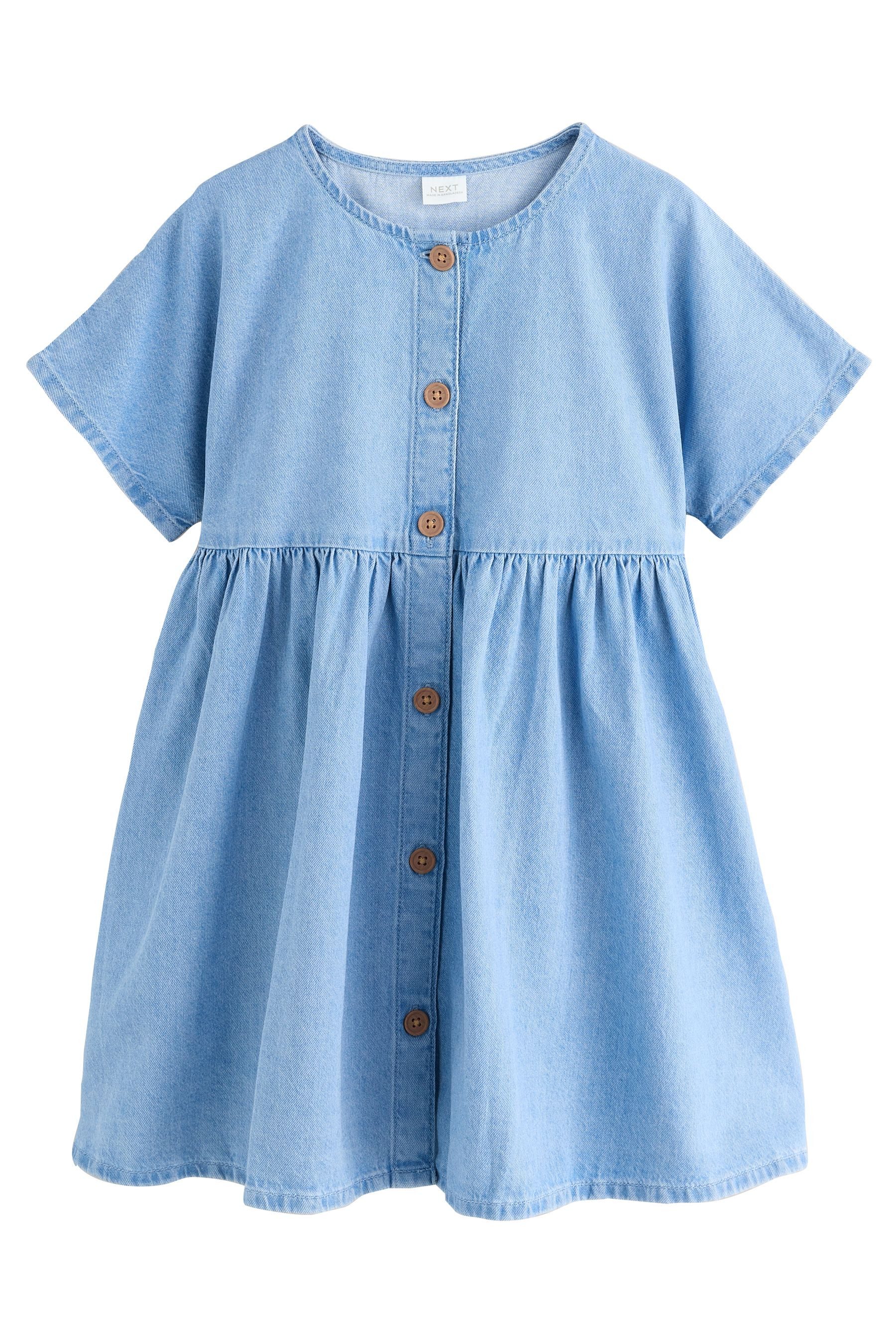 Next Jeanskleid Kurzärmeliges, durchgeknöpftes Denim-Kleid (1-tlg)