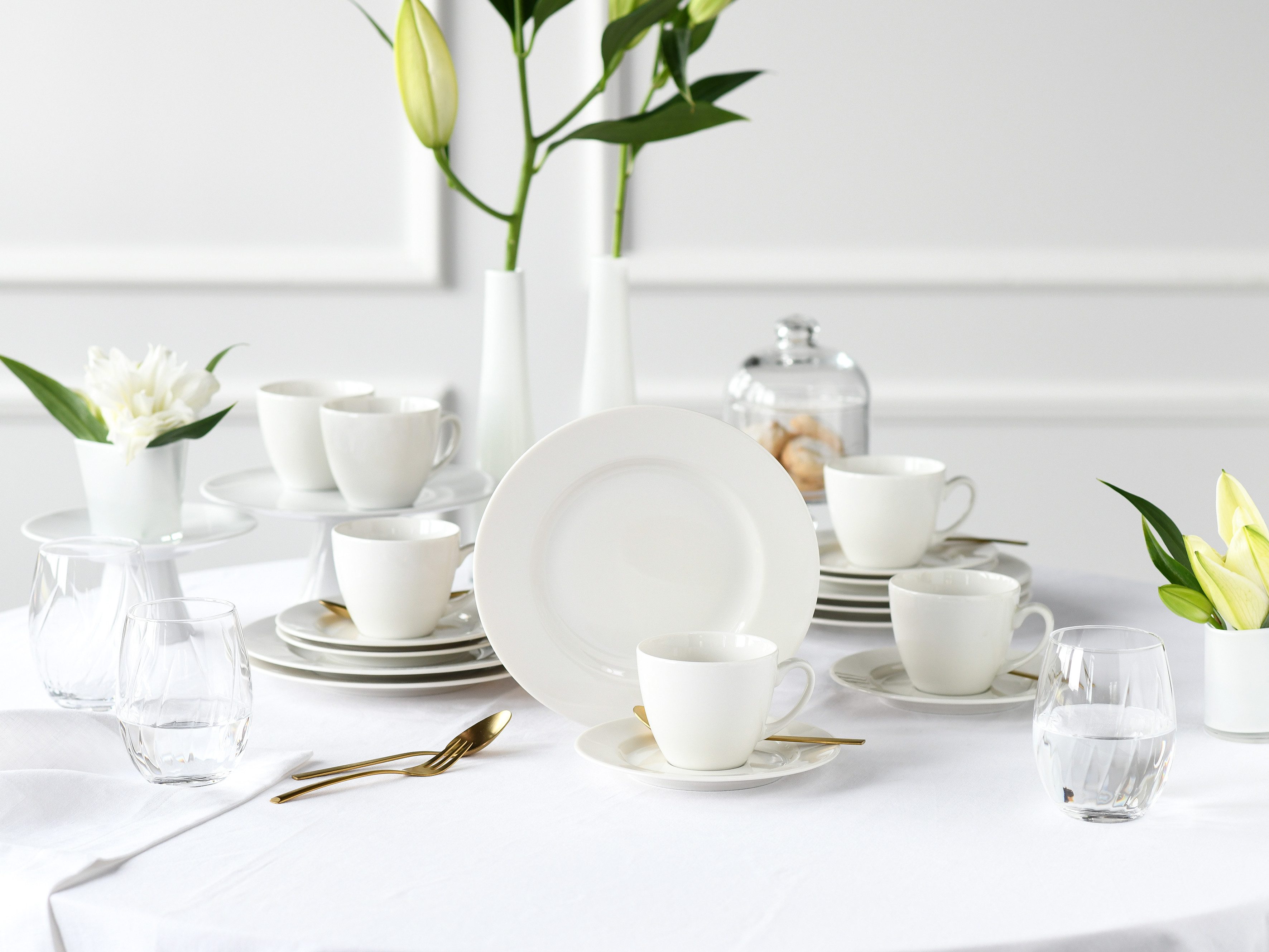 CreaTable Kaffeeservice Venice, Service 18-tlg. (18-tlg), 18 Personen, Porzellan, Klassische Tischkultur, Zeitlose Eleganz