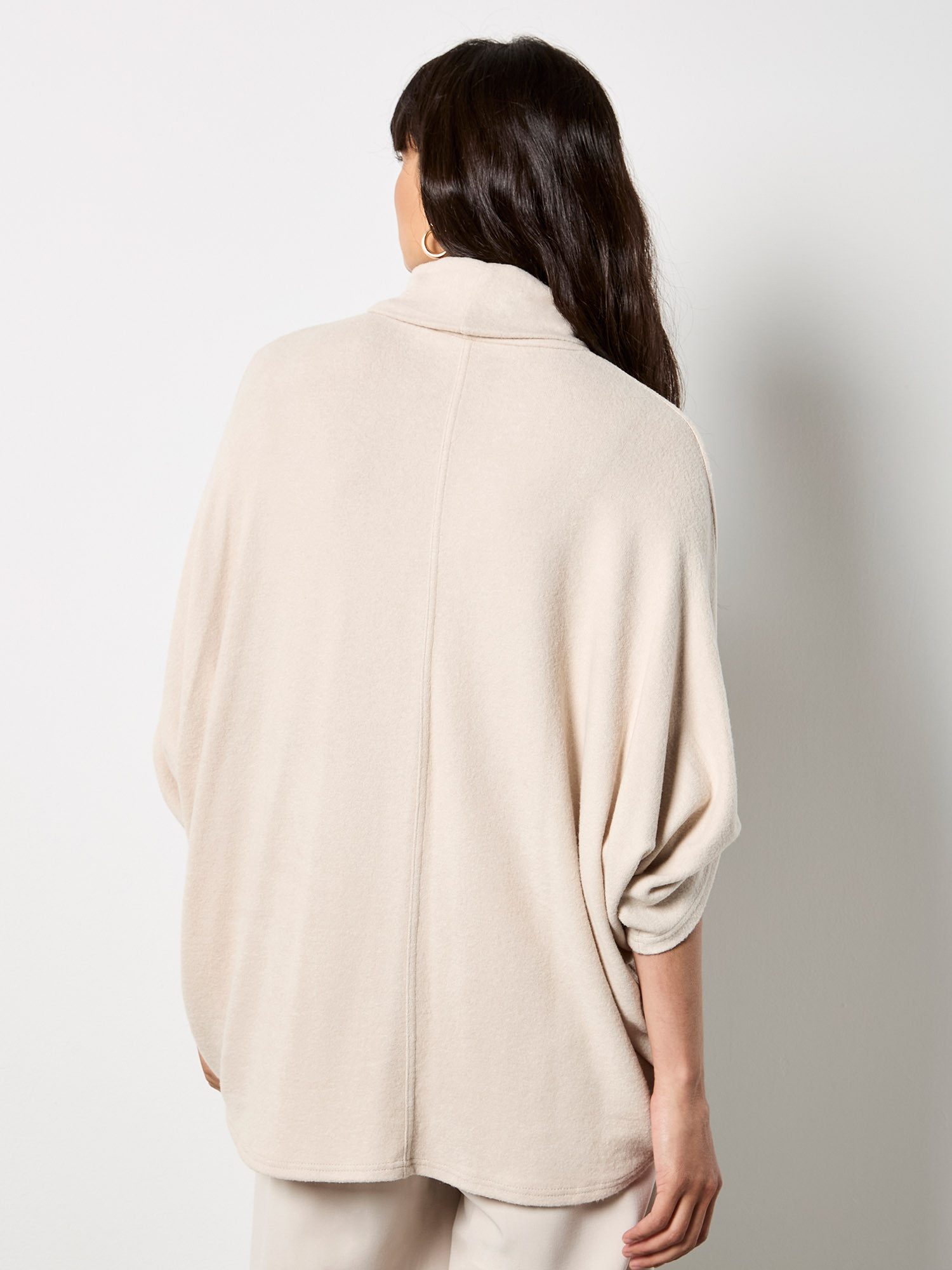 Apricot Fledermauspullover Oversized-Pullover mit Krempelärmeln
