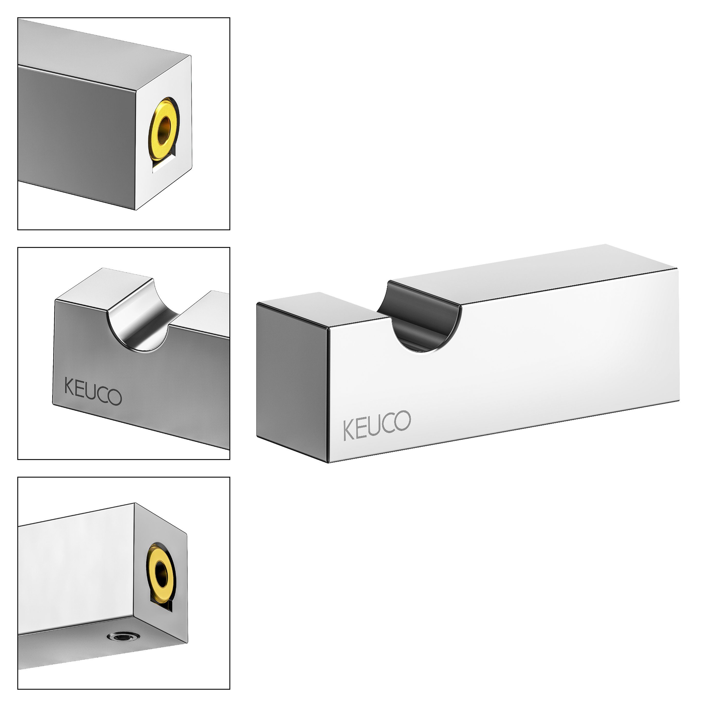Keuco Handtuchhaken Edition 90 Square, aus Metall, verchromt, für Handtücher und Bademäntel, Wandmontage