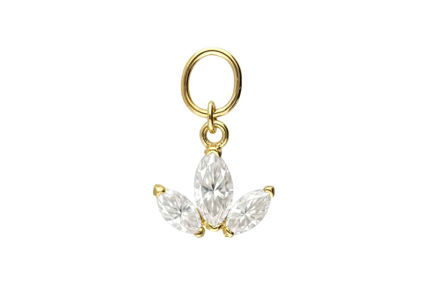 Piercing-Set 18 Karat Gold Anhänger für Clicker MOISSANIT-LOTUSBLÜTE