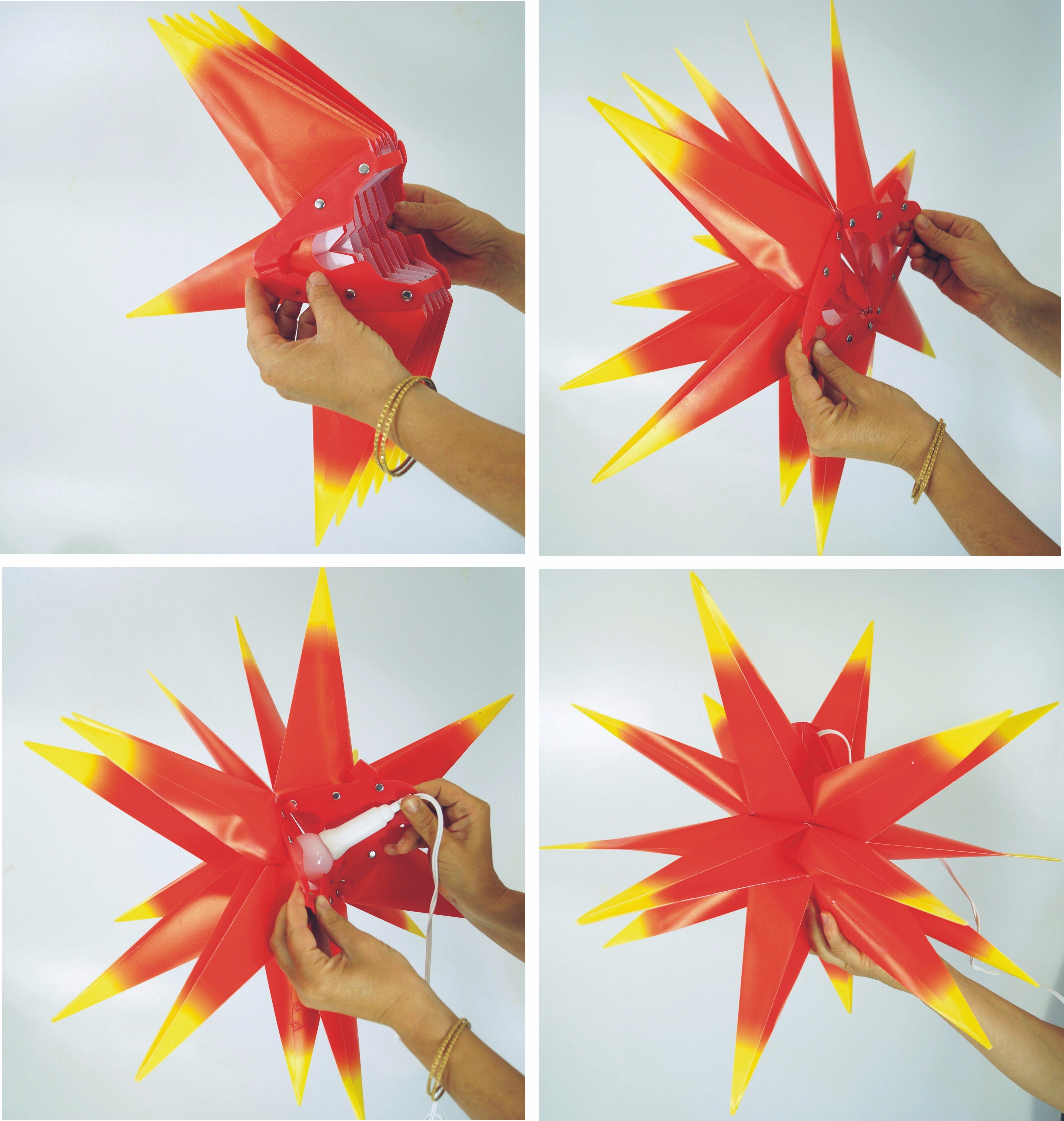 Guru-Shop LED-Stern für außen 3D Außenstern Kaspar, Weihnachtsstern,.., Leuchtmittel inklusive