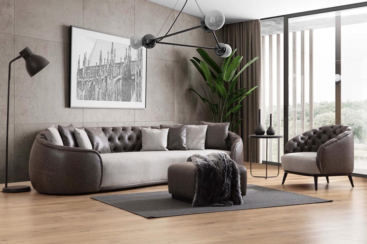 Polster JVmoebel Sessel Sessel Luxus 1 Made Sitzer Couch Textil Kunstleder, mit in Design Europa