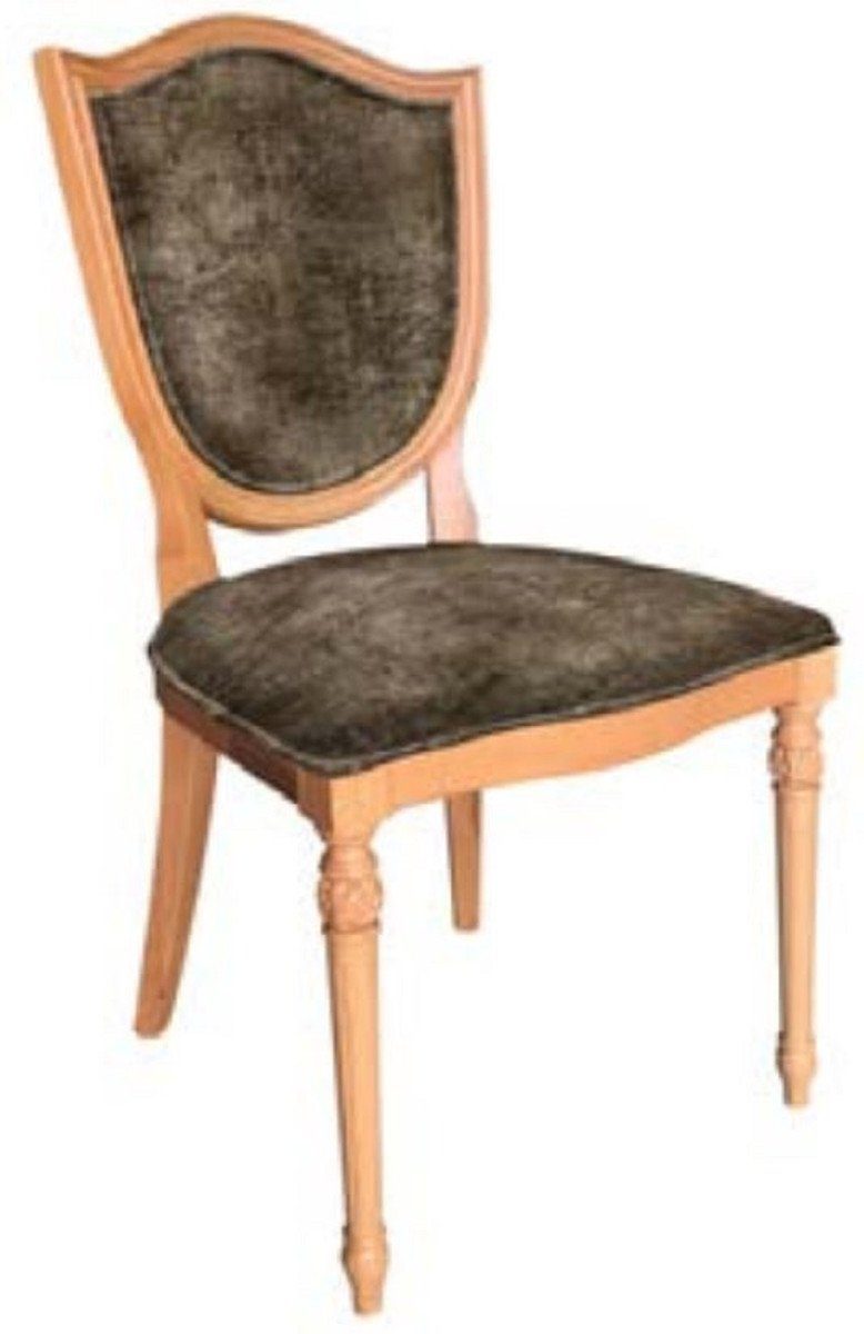 Casa Padrino Esszimmerstuhl Art Deco Esszimmerstuhl Grau / Naturfarben - Eleganter Massivholz Stuhl - Art Deco Esszimmer Möbel | Stühle