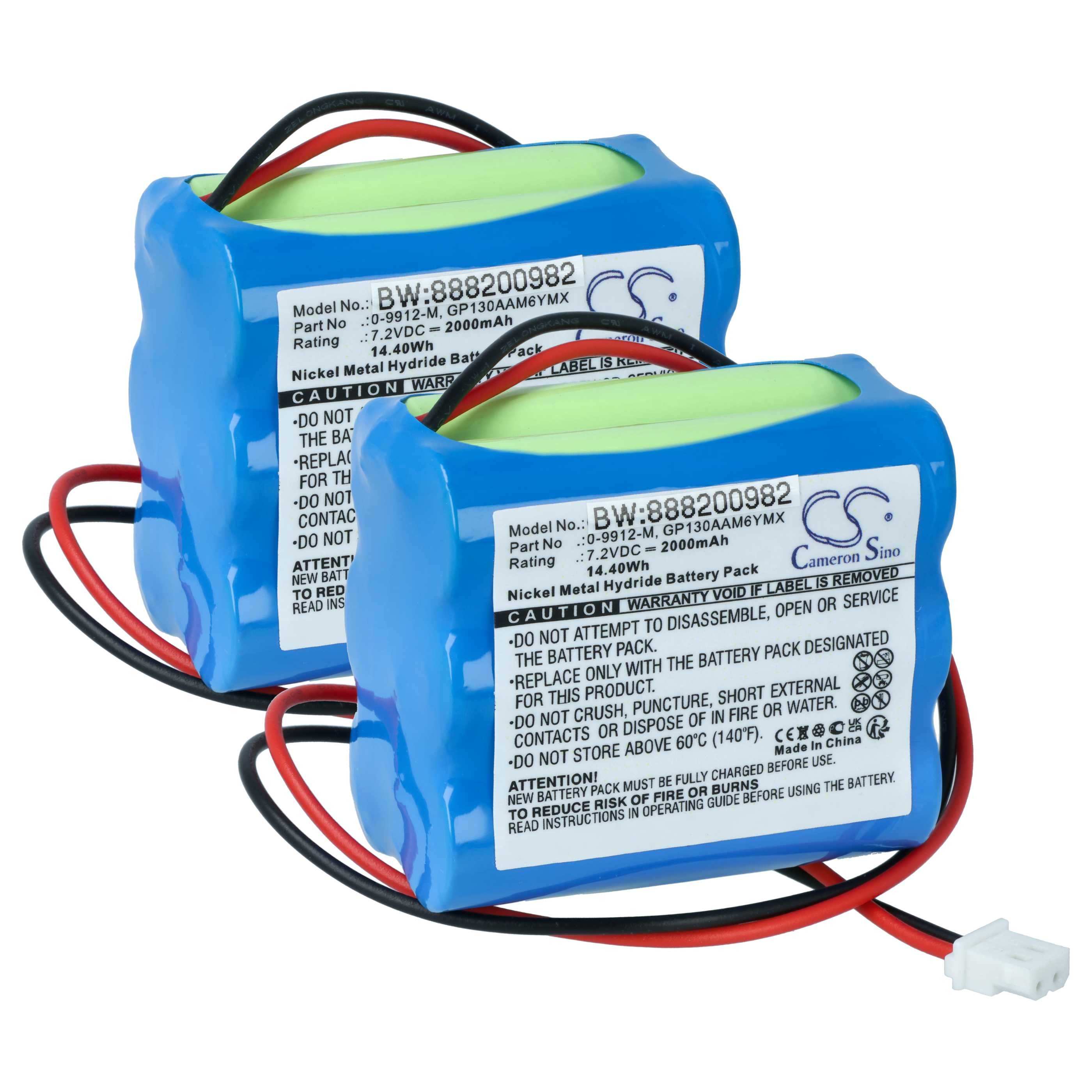 vhbw Akku Ersatz für BT GP100AAS6YMX, GP130AAM6YMX, GP220AAM6YMX für Akku Akku NiMH 2000 mAh (7,2 V, 2 St), Leistungsfähige Austausch-Akkus für Alarm Control, Home Security