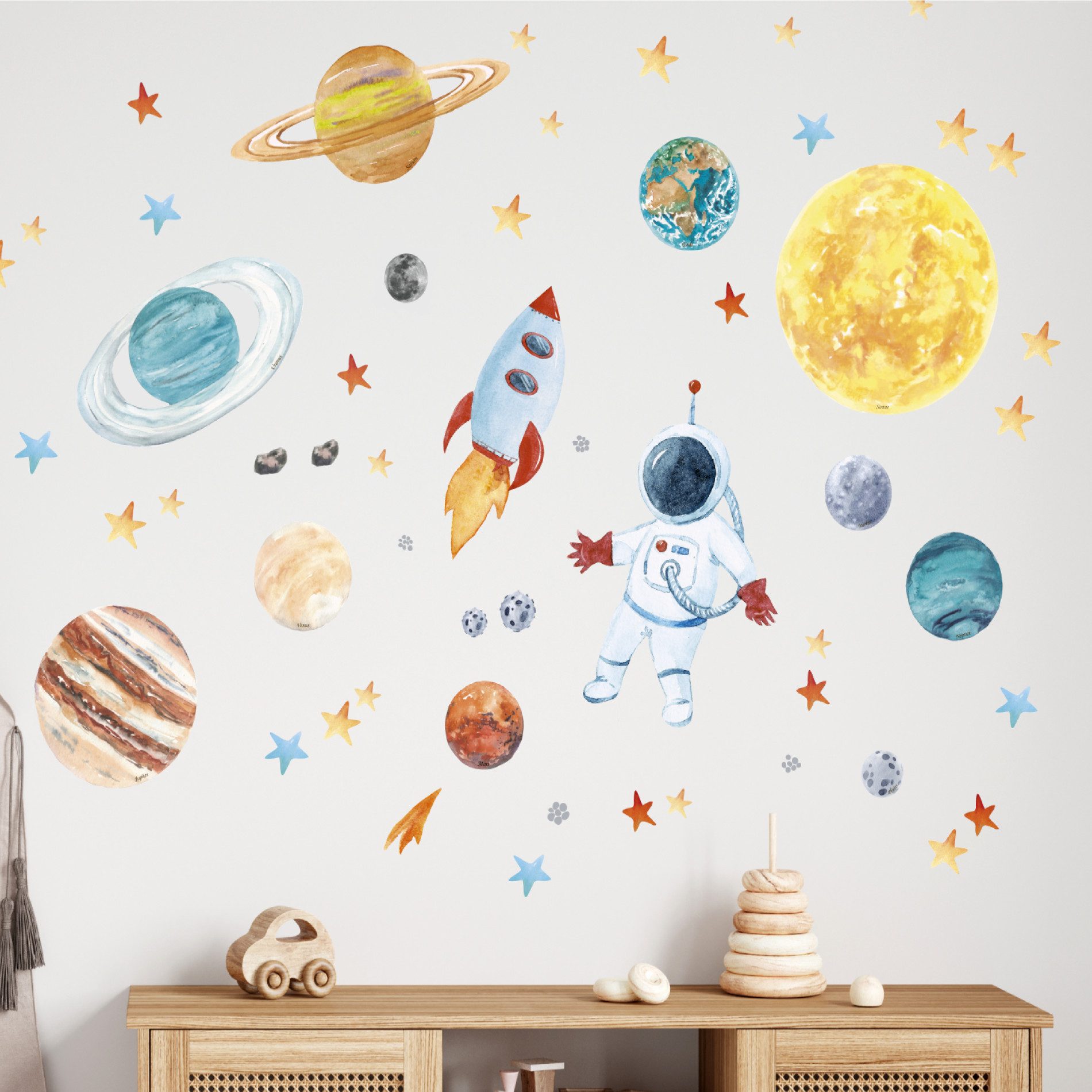 Olli&Elli.design Wandtattoo Weltraum, Planeten, Astronaut, Sonnensystem Wan günstig online kaufen